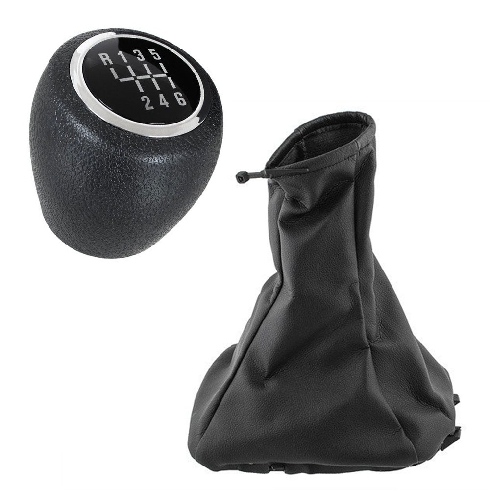 6-Gang Schaltknauf Schaltmanschette Manschette + Rahmen für Schaltknauf in Schwarz für Chevrolet Aveo 02-07