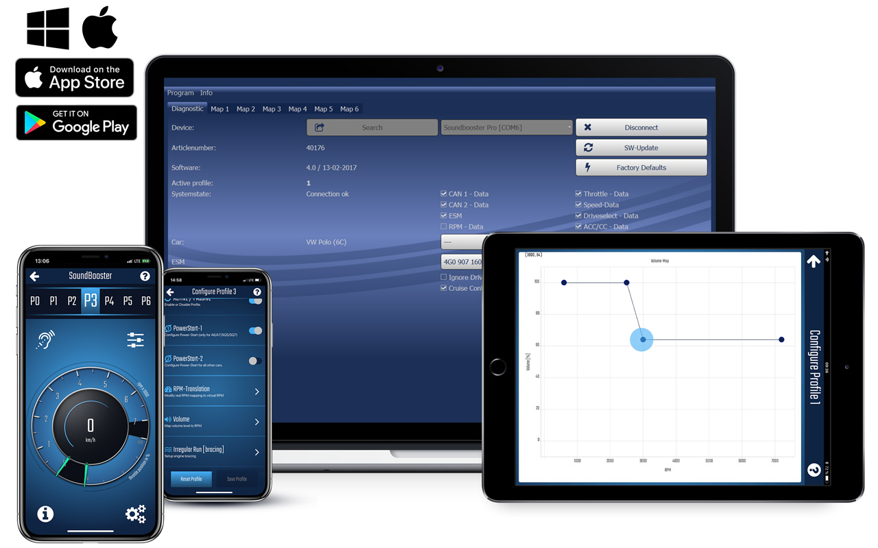 Original Kufatec Sound Booster Active Modul + Sound Modul + Soundbooster Endtopf für Mercedes GLS W166