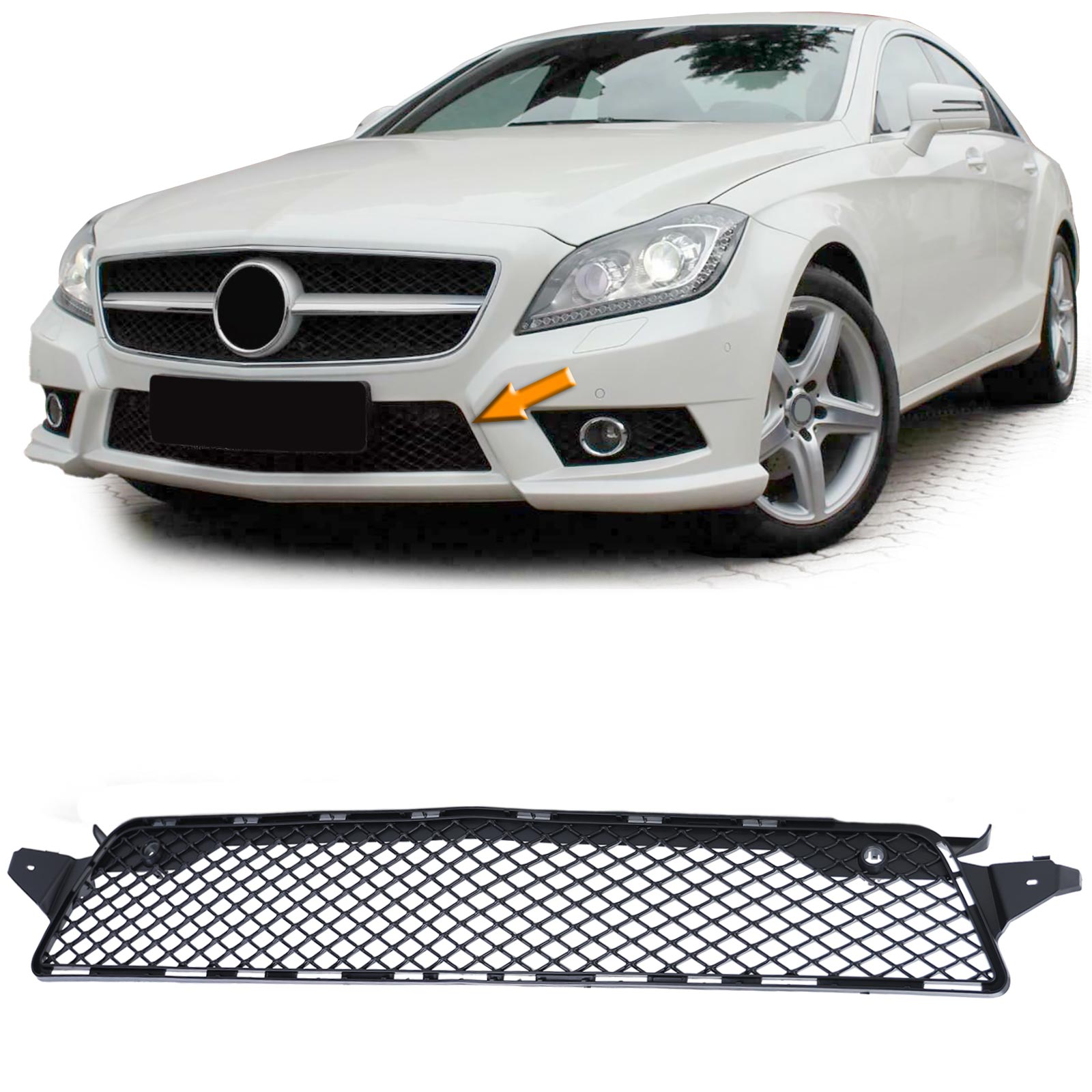 Gitter Abdeckung Stoßstange MITTE für Mercedes CLS C218 Vorfacelift 11-14 mit AMG Paket