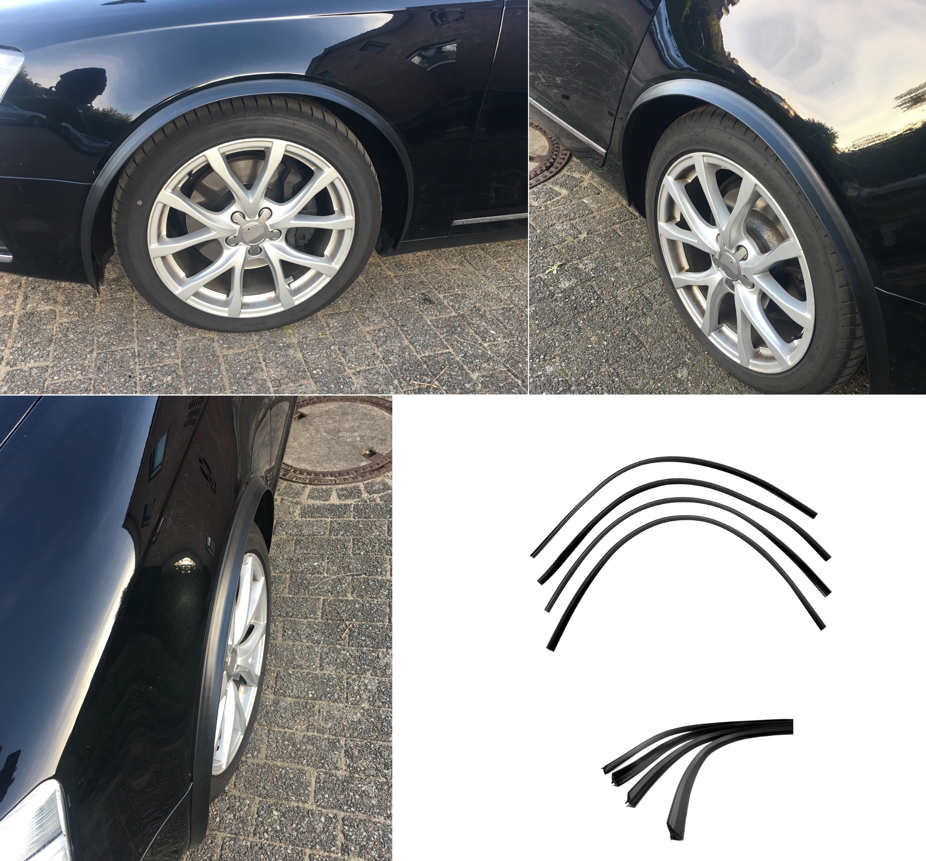 4x Radlauf Kotflügelverbreiterung Radlaufleisten Radlaufverbreiterung 2,5cm zuschneidbar selbstklebend für Audi A4 8E B6 / B7 ab 2001-2008