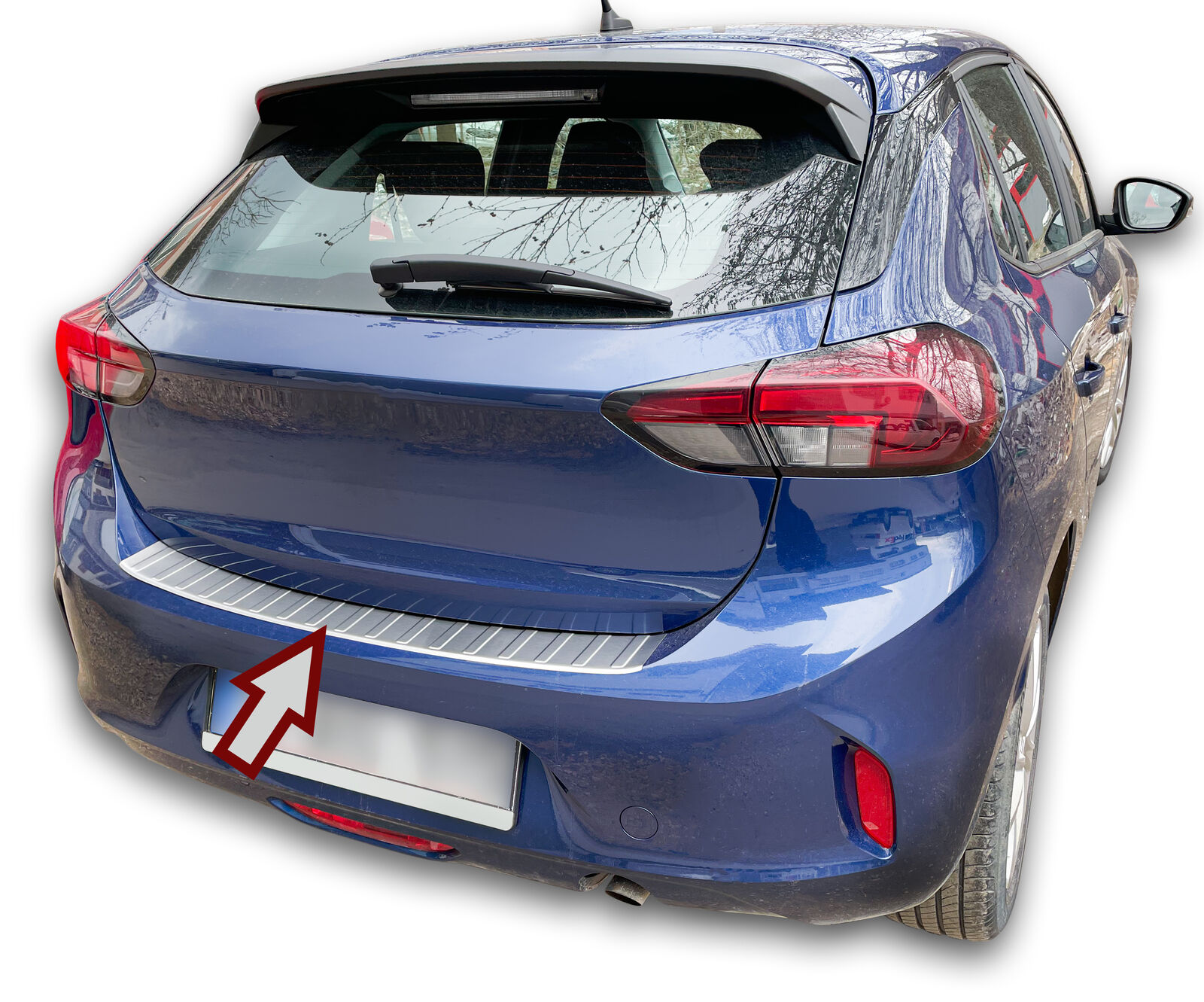 MATT Edelstahl Ladekantenschutz Stoßstange Schutz Abdeckung für Opel Corsa F  ab 2019