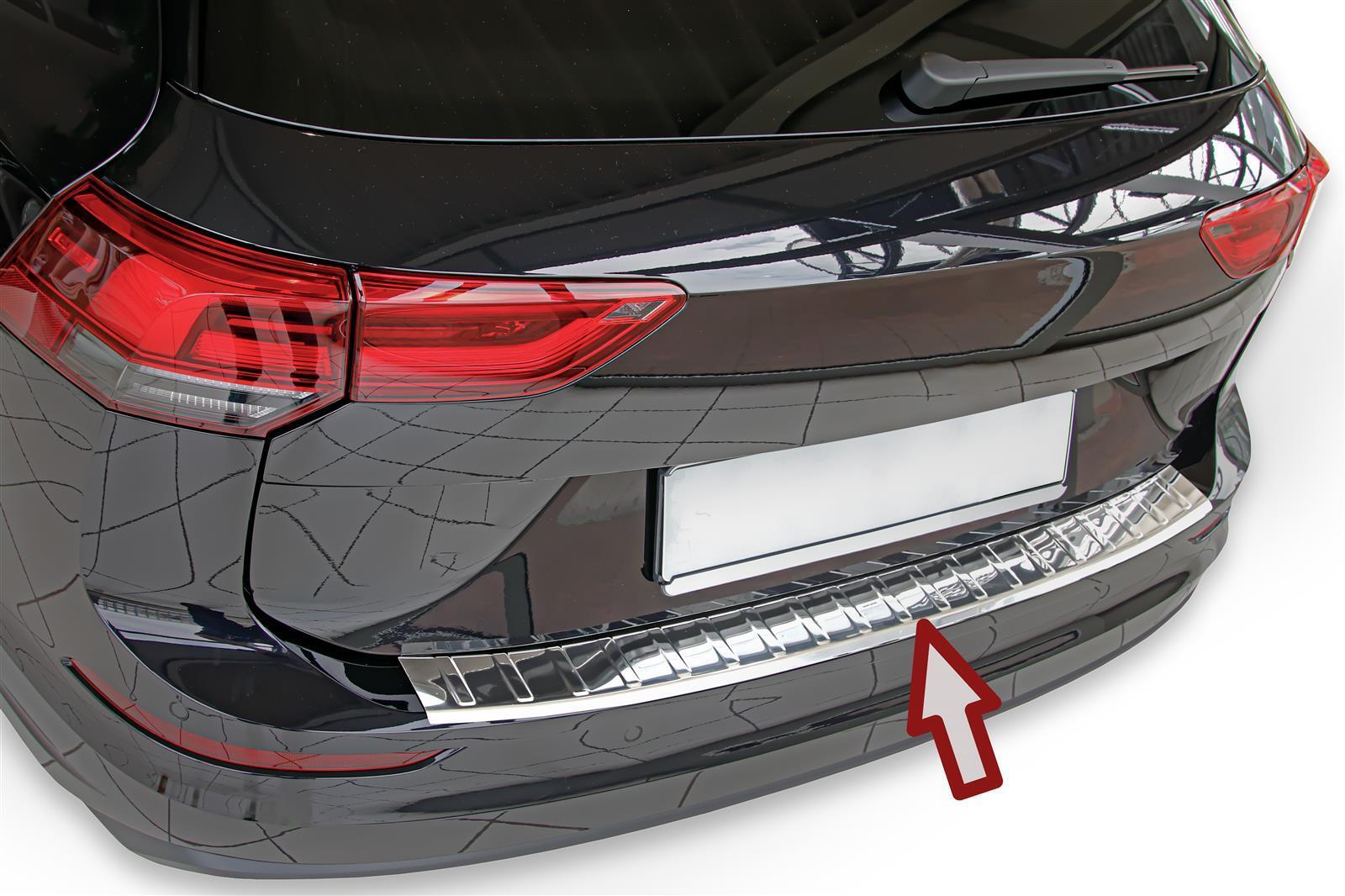 Edelstahl Ladekantenschutz Chrom Stoßstange Schutz Abdeckung mit Abkantung für VW Golf 8 VIII Variant ab 2020-