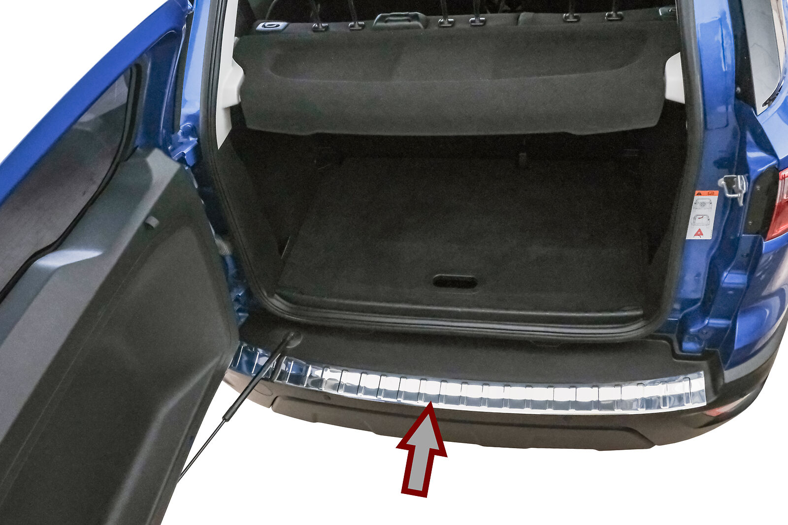 Edelstahl Ladekantenschutz Chrom Stoßstange Schutz Abdeckung mit Abkantung für Ford Ecosport - ab Facelift 2017-