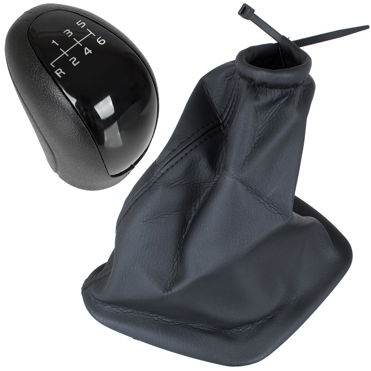 Schaltknauf Schwarz in 6-Gang + Schaltmanschette mit Rahmen für Mercedes Vito / Viano W639 ab 2003-2010