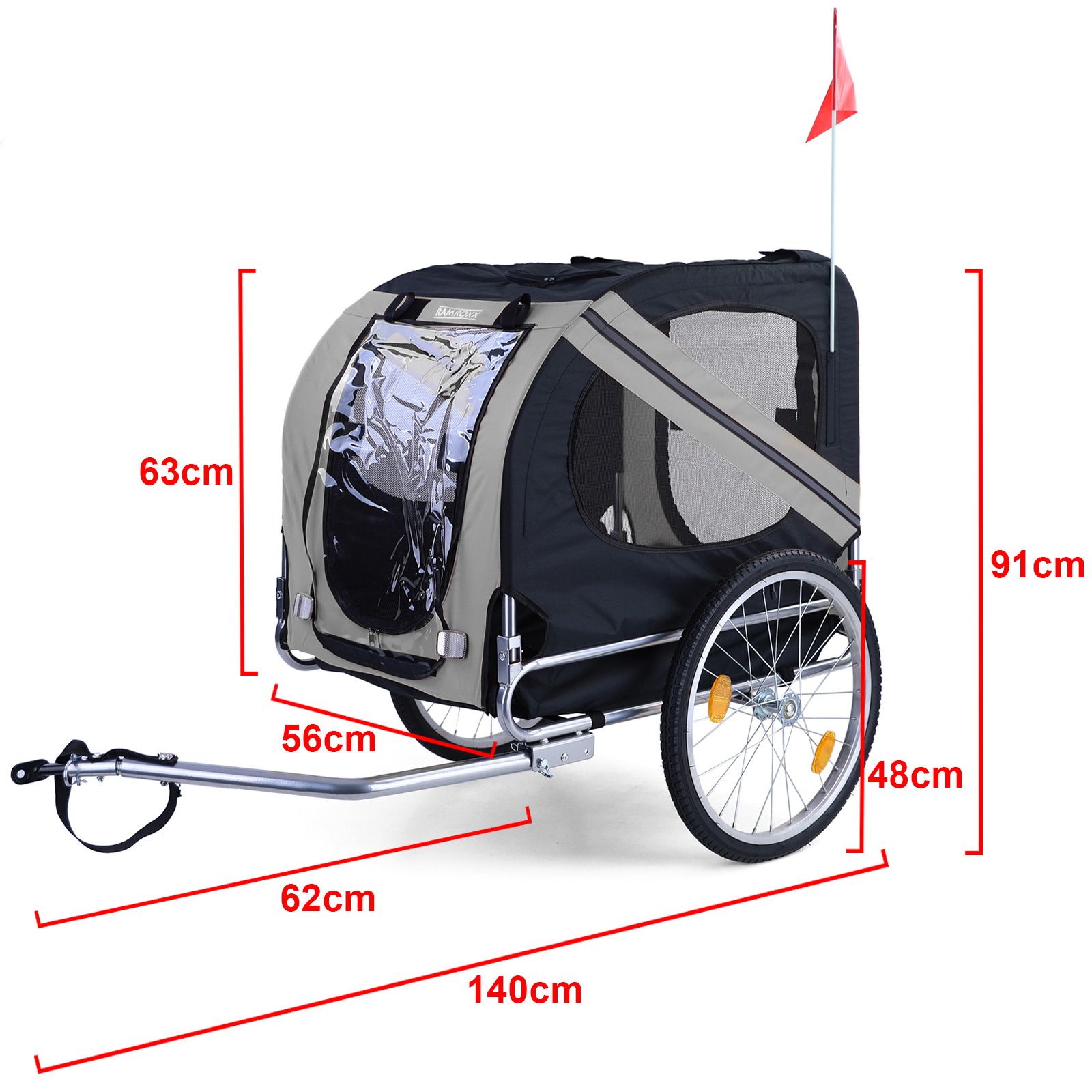 Fahrrad Anhnger / Hunde Anhnger klappbar fr Haustiere bis 40Kg Grau  Schwarz in Top Qualitt! | Tuning-Fanatics.de
