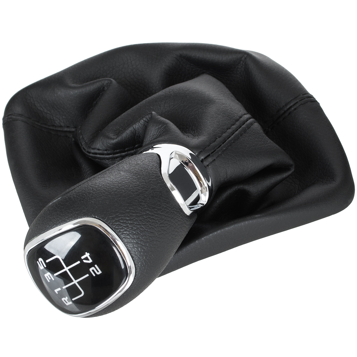 Schaltknauf Schwarz in 5-Gang + Schaltmanschette mit Rahmen für Skoda Octavia II 1Z ab 2007-2014