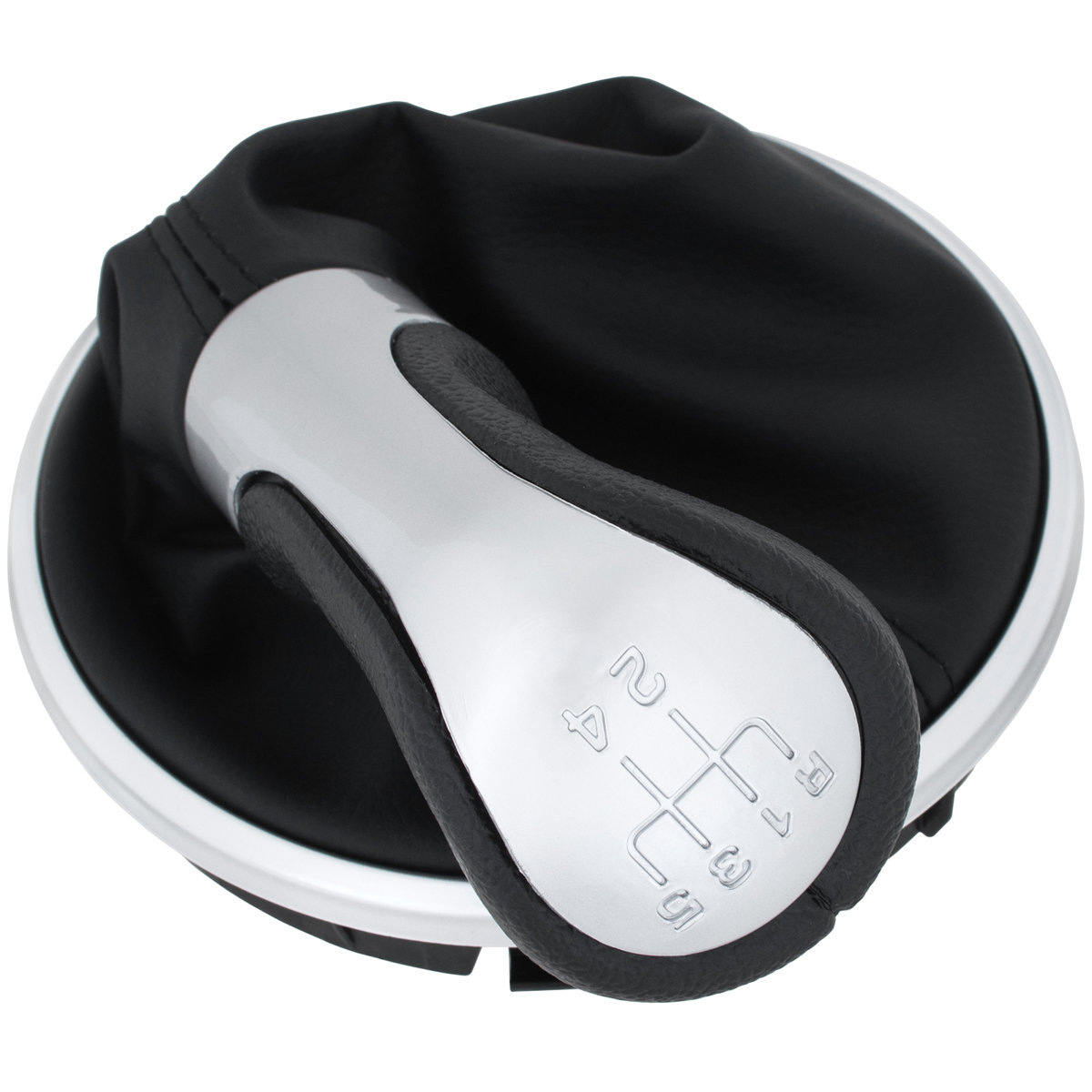 5-Gang Schaltknauf Knauf + Schaltmanschette Manschette Schwarz / Silber für Skoda Fabia II 07-12 / Roomster 2007-