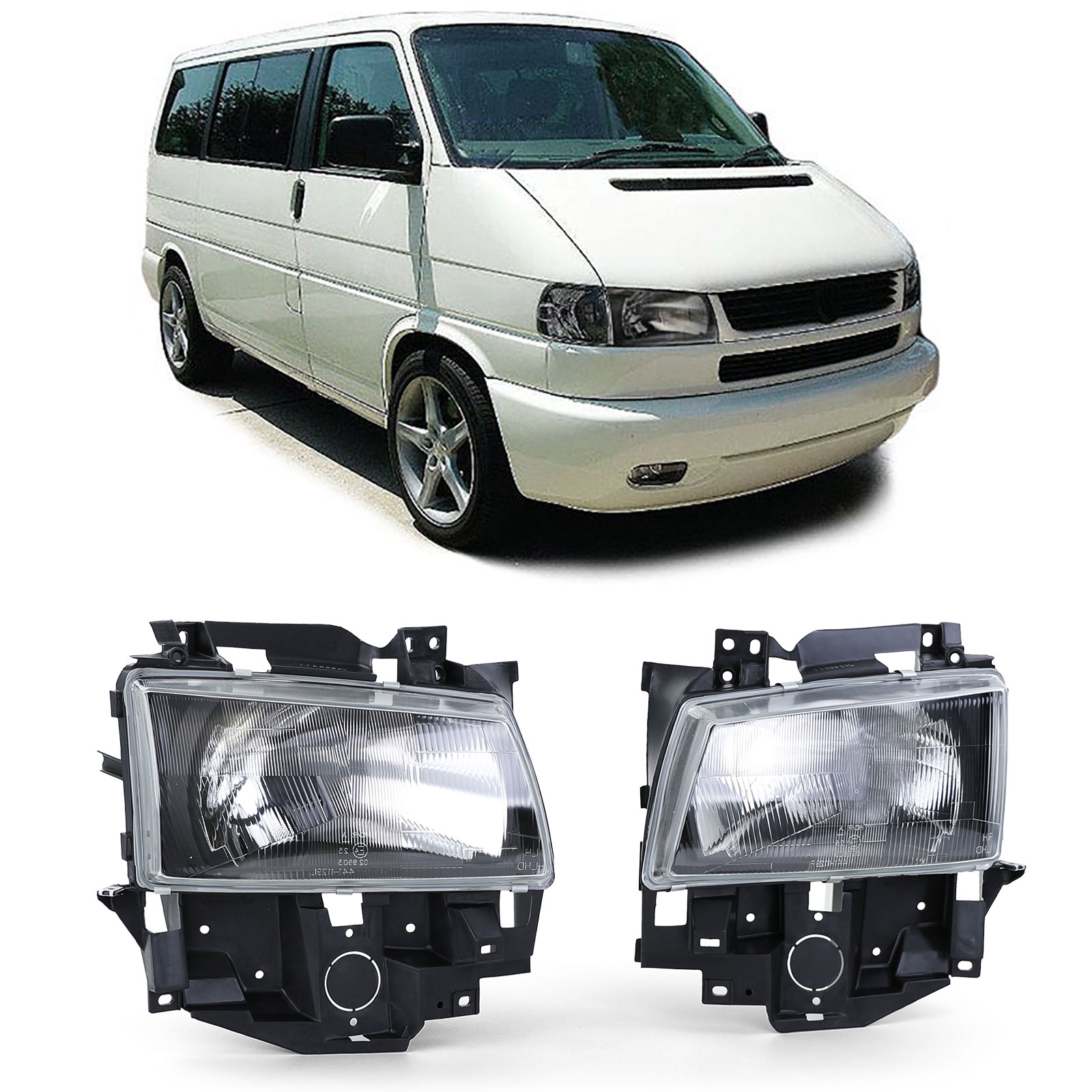 Scheinwerfer LINKS + RECHTS H4 Schwarz Smoke für VW T4 IV ab 1996-2003