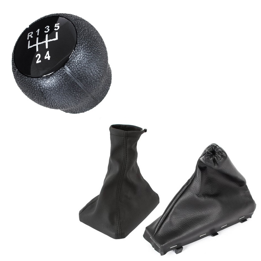Schaltknauf Knauf 5-Gang Schaltmanschette Manschette + Handbremse + Rahmen SCHWARZ GLANZ für Opel Vectra B 95-03