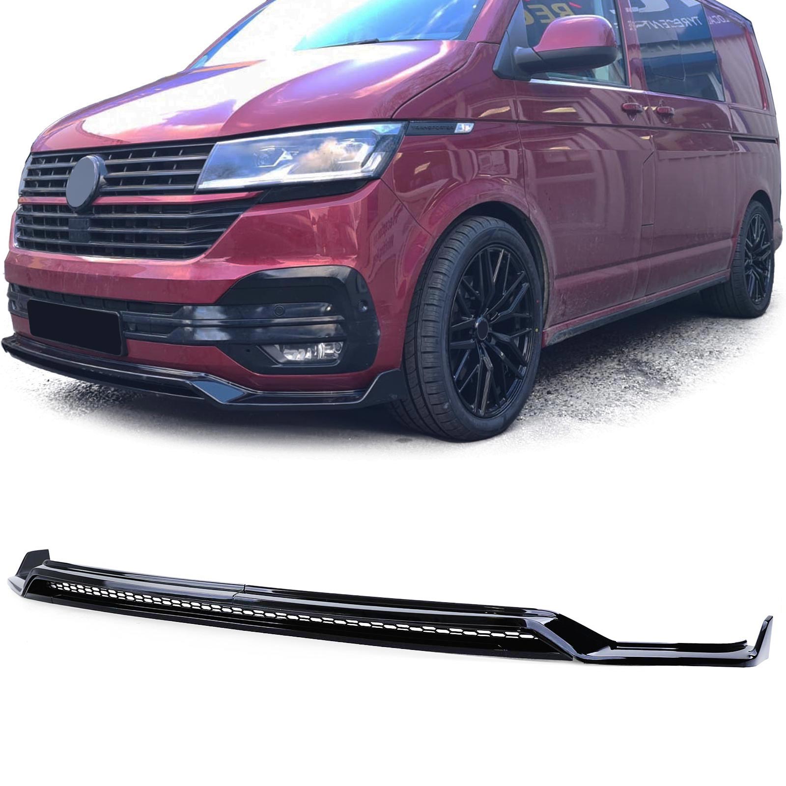 Frontspoiler Performance Spoiler Lippe Stoßstange in Schwarz Glanz für VW T6.1 VI Facelift ab 2019-