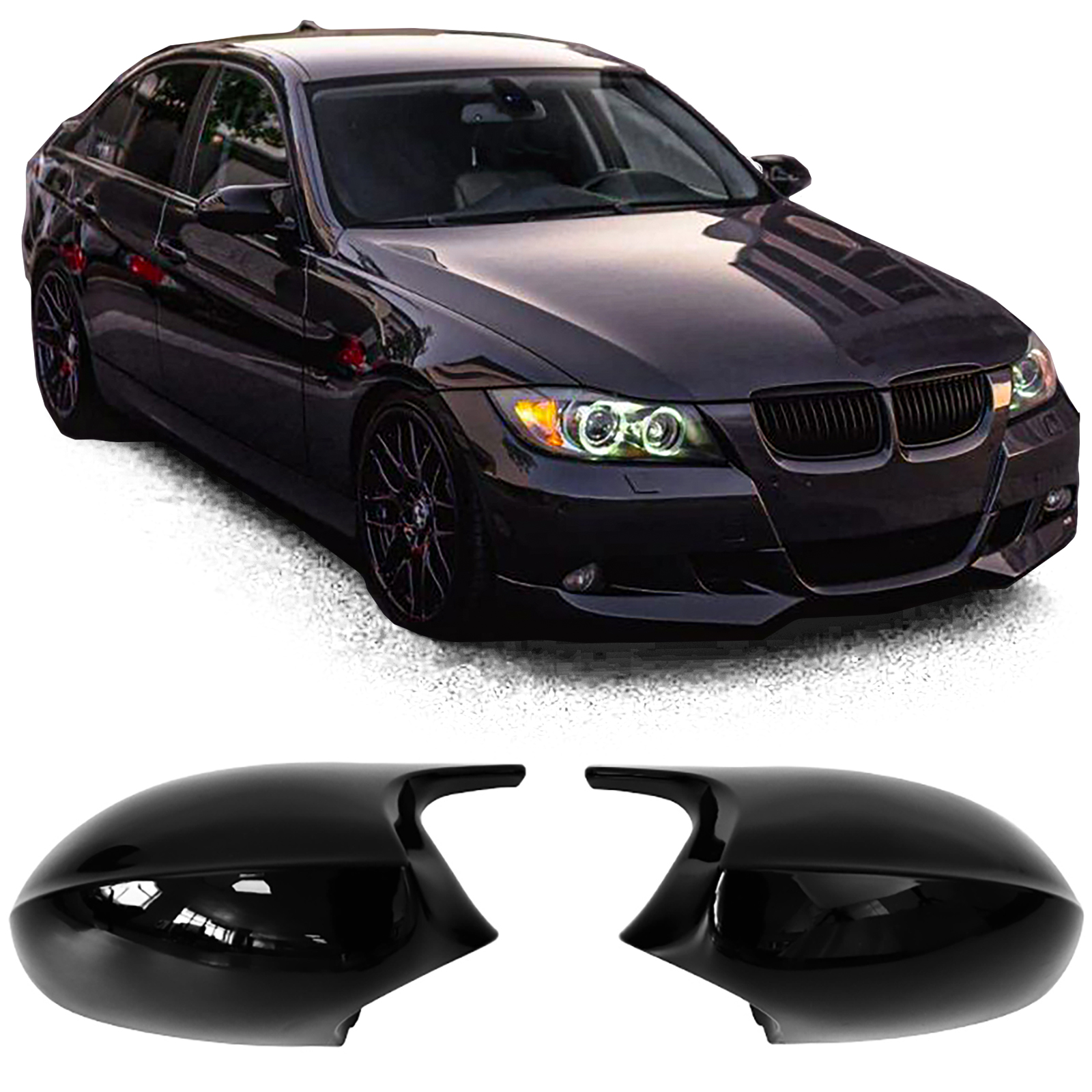Spiegel Gehäuse SCHWARZ GLANZ LINKS + RECHTS komplette Gehäuse für BMW 3er E90 E91 2005-2008