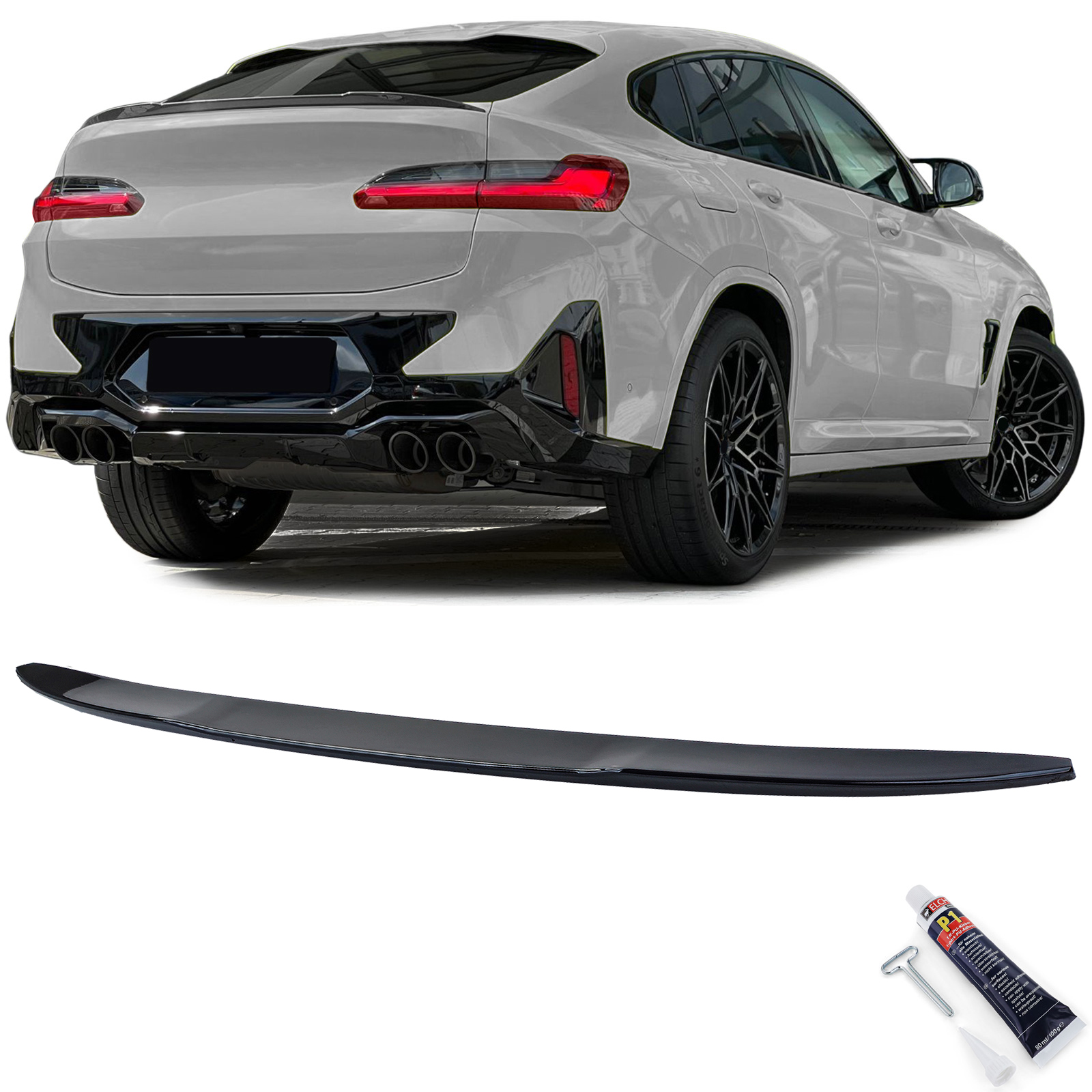 Heckspoiler Spoilerlippe Schwarz Glanz für BMW X4 G02 ab 2018-