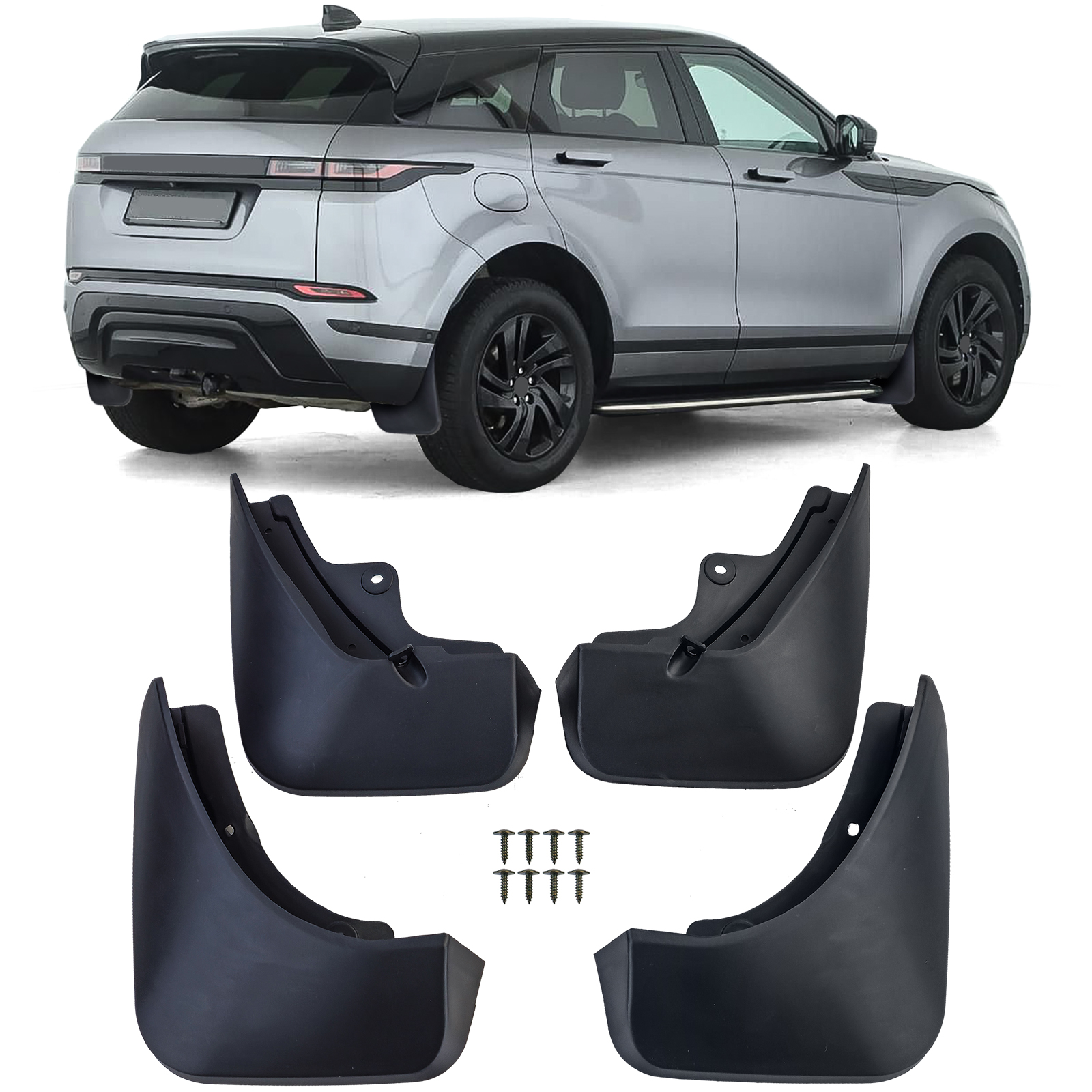 Schmutzfänger Spritzlappen VORNE + HINTEN Schwarz für Range Rover Evoque L551 ab 2019-