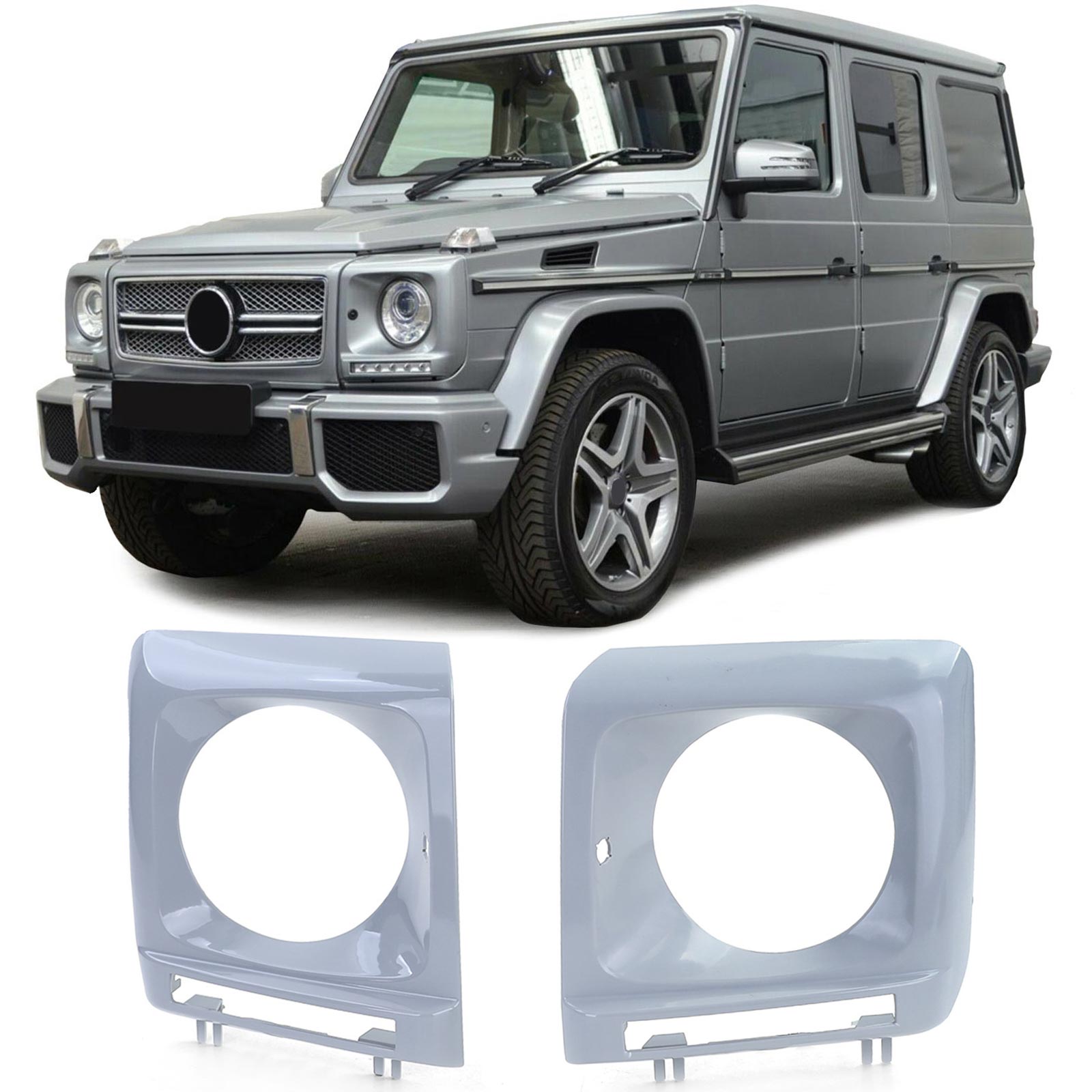 Scheinwerfer Rahmen Halter Abdeckungen Paar für Mercedes G Klasse W463 12-18