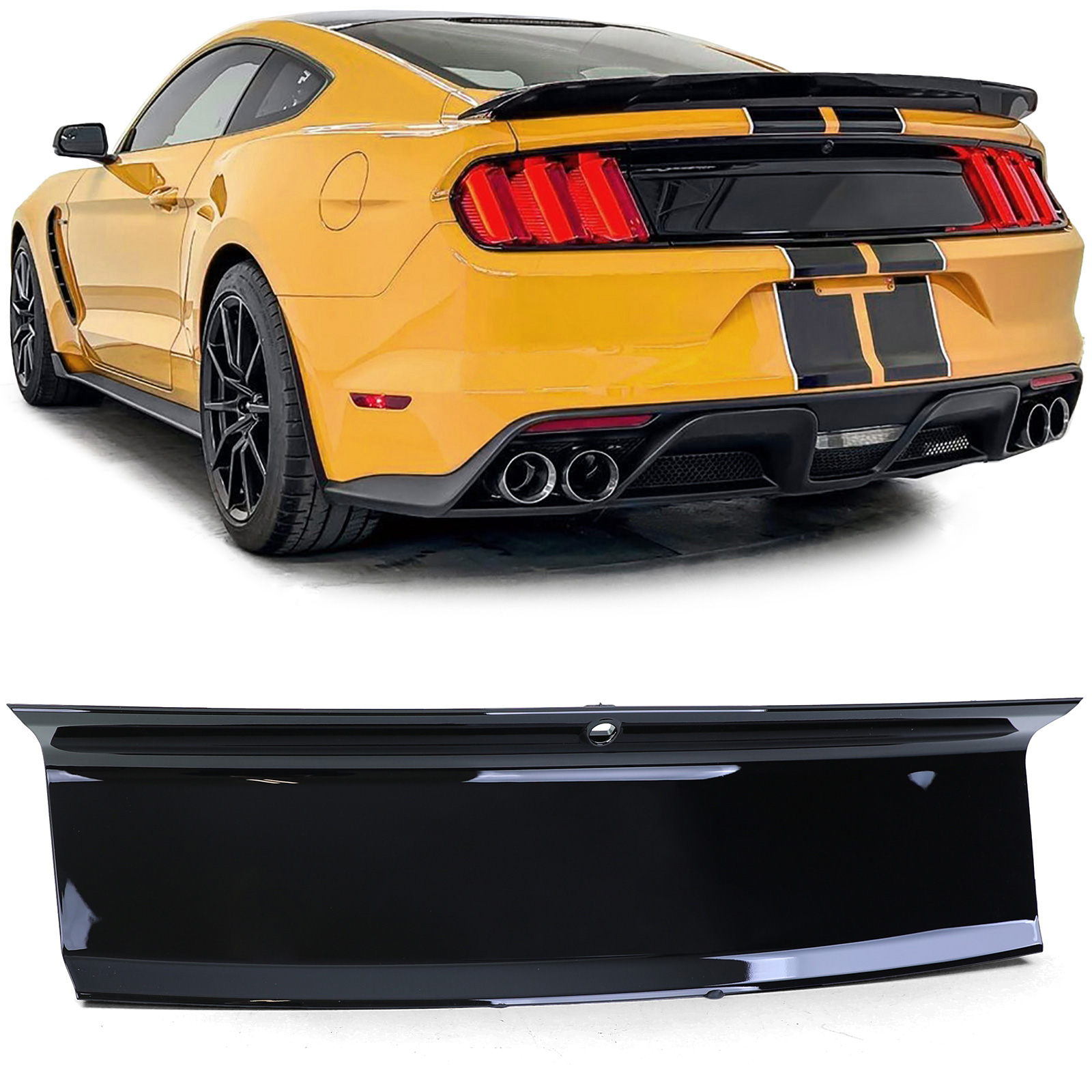 Blende Heckdeckel GT Optik Schwarz Glanz für Ford Mustang 6 Coupe Cabrio 2014-2017