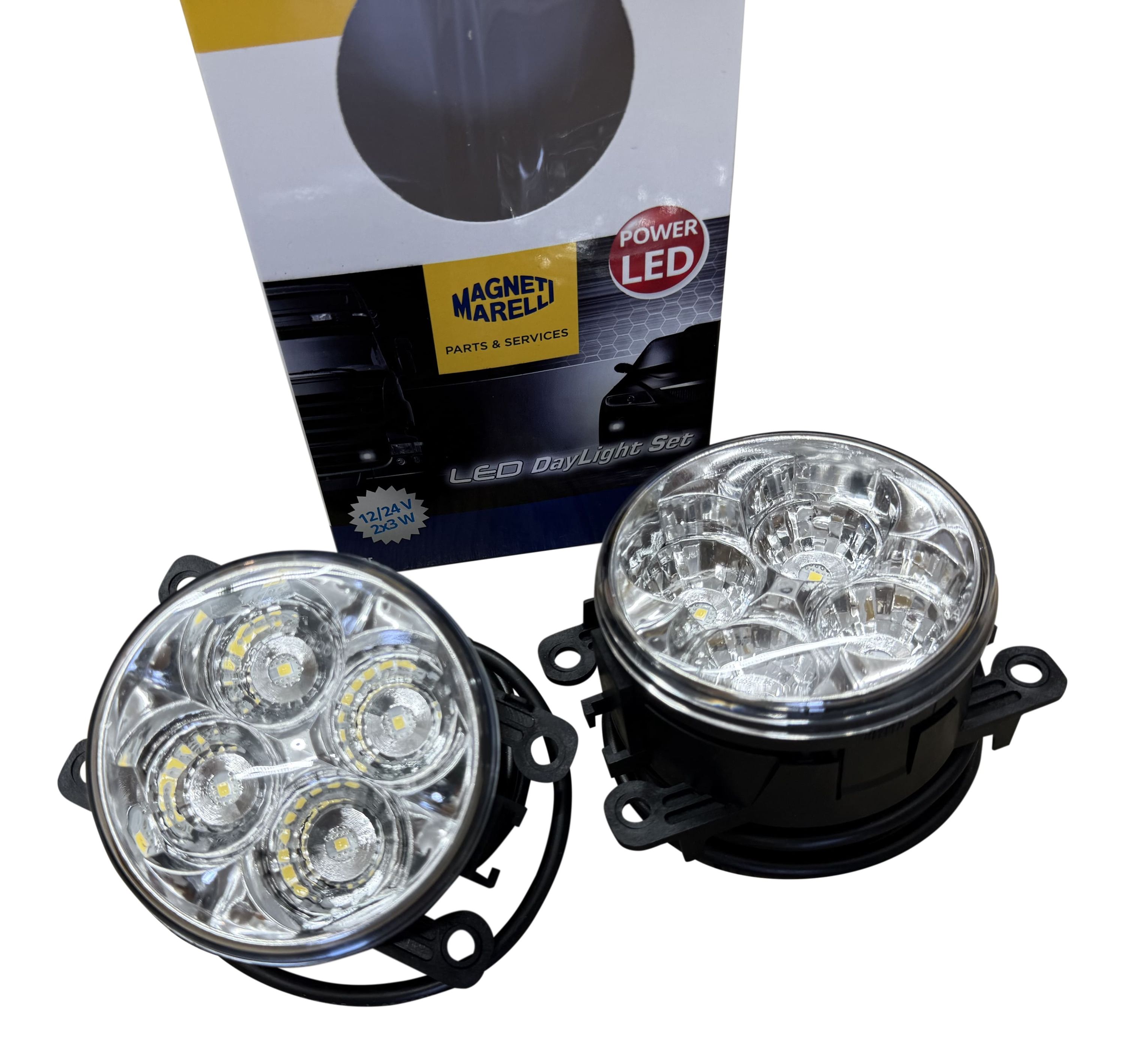 Original Marelli LED Tagfahrlicht Tagfahrleuchten 90mm / Weißes Licht mit 6000K für Renault Clio Fluence Kangoo Laguna Latitude Megane Mascoot Master Twingo