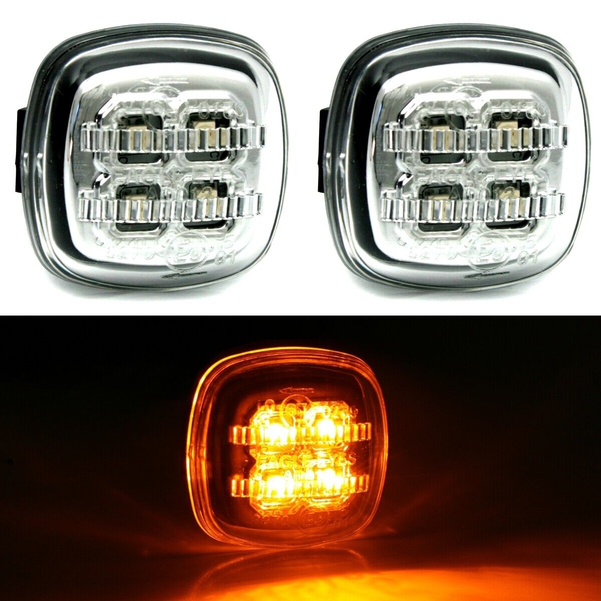 2x LED Seitenblinker Blinker Set Klarglas Chrom für Skoda Fabia 6Y I II Praktik Octavia 1U Rapid Roomster 5J