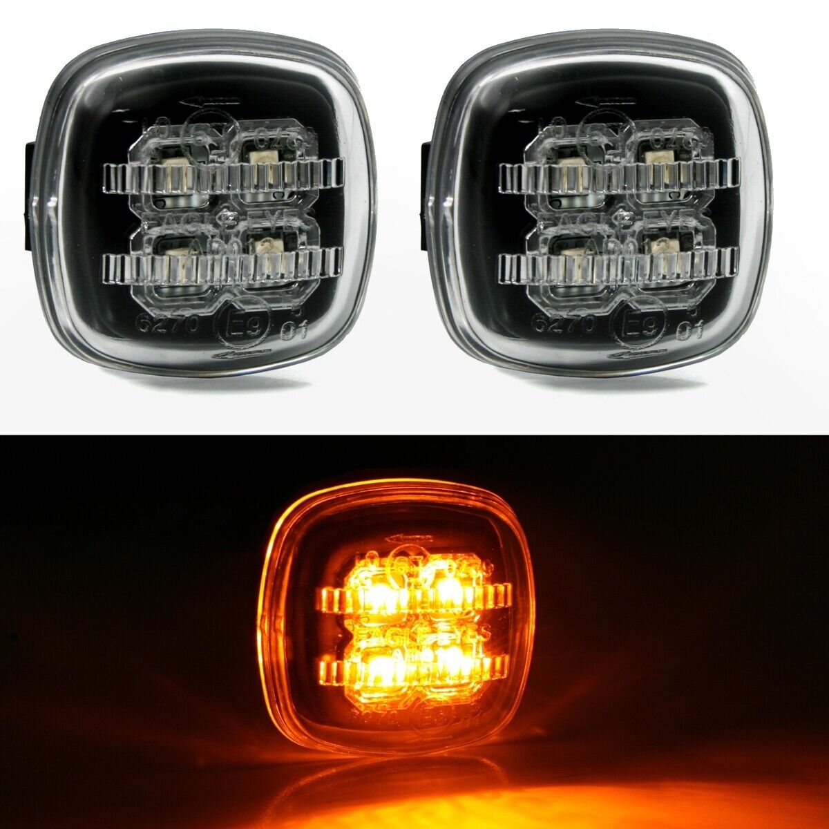 2x LED Seitenblinker Blinker Set Schwarz für Skoda Fabia 6Y I II Praktik Octavia 1U Rapid Roomster 5J
