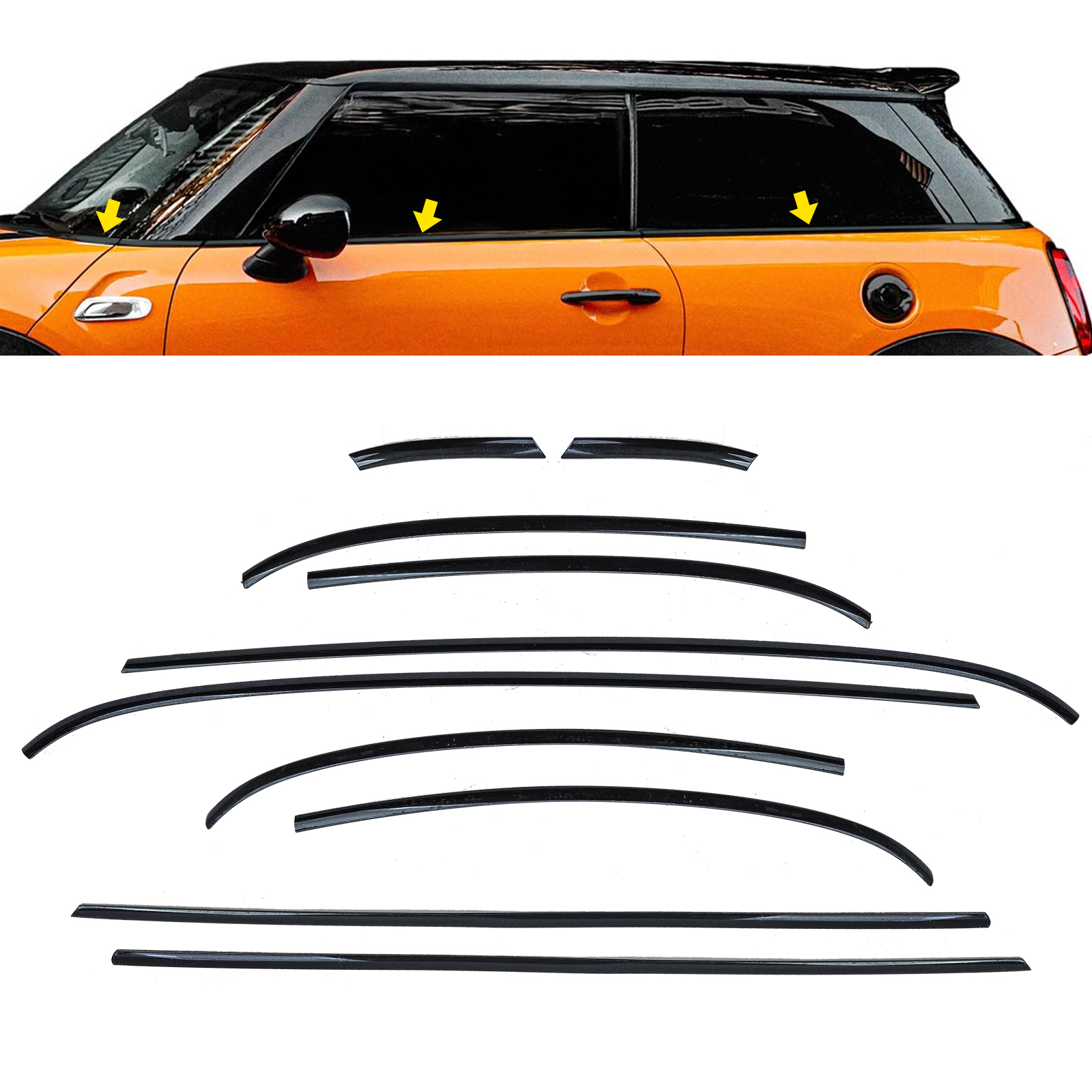 Dechrome  Zierleisten Fensterleisten Fensterrahmen Schwarz Glanz für Mini F56 ab 2014-