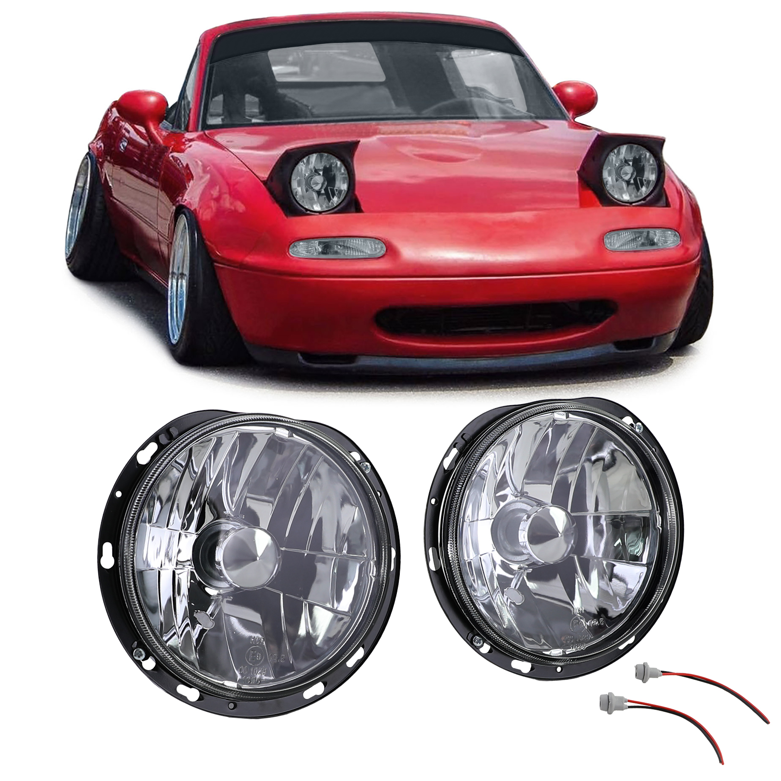 Klarglas Scheinwerfer Chrom Set für Mazda MX-5 NA ab 1990-1998