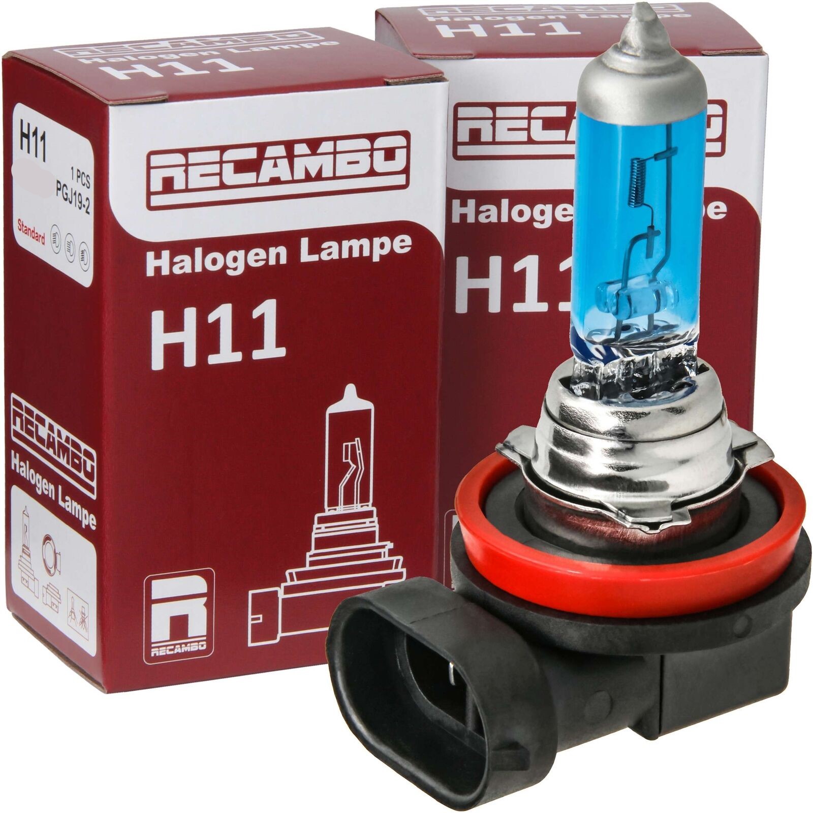 2x H11 / 70W 24V für LKW Truck Xenon Look Super White Birnen Lampen Blaues Glas E-Prüfzeichen