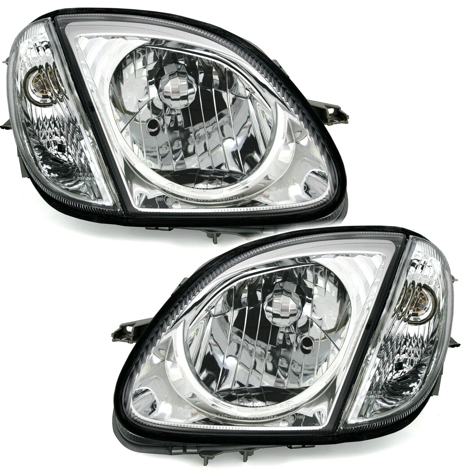Scheinwerfer Klarglas Chrom LINKS + RECHTS + Frontblinker für Mercedes SLK R170 ab 4/96-