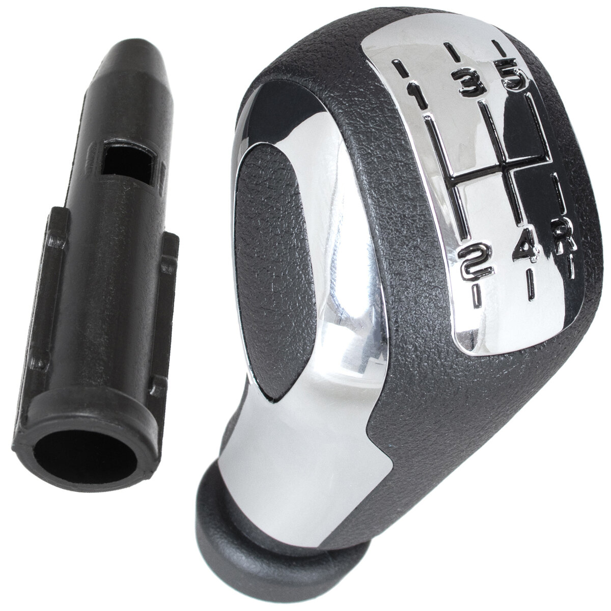 Schaltknauf Knauf Schwarz Chrom 5-Gang + Adapter Hülse für Peugeot 207 208 307 308 3008 407 408 508