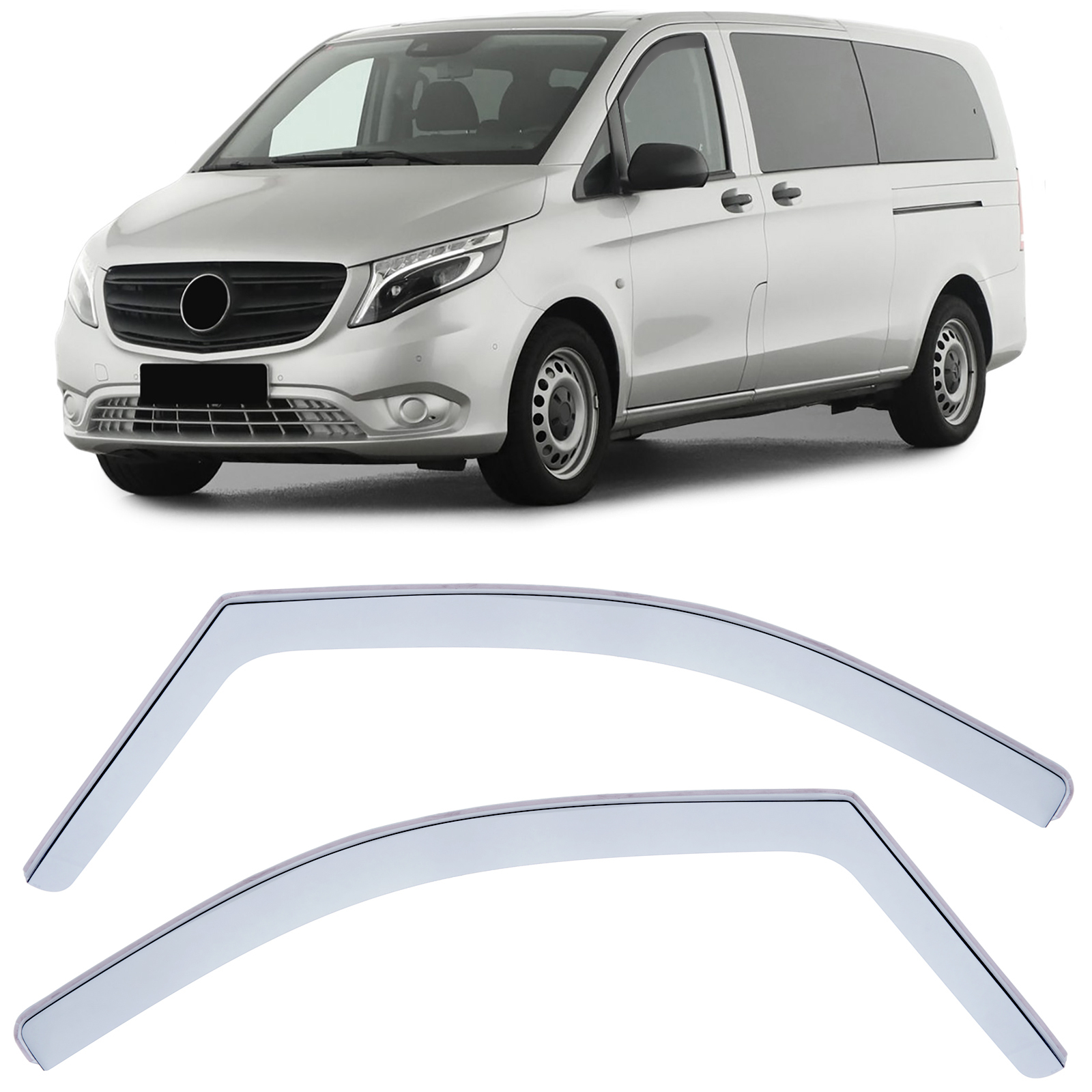Windabweiser Regenabweiser Fenster Windschutz Hell für Mercedes V-Klasse Vito W639/2 W447 ab 2014-