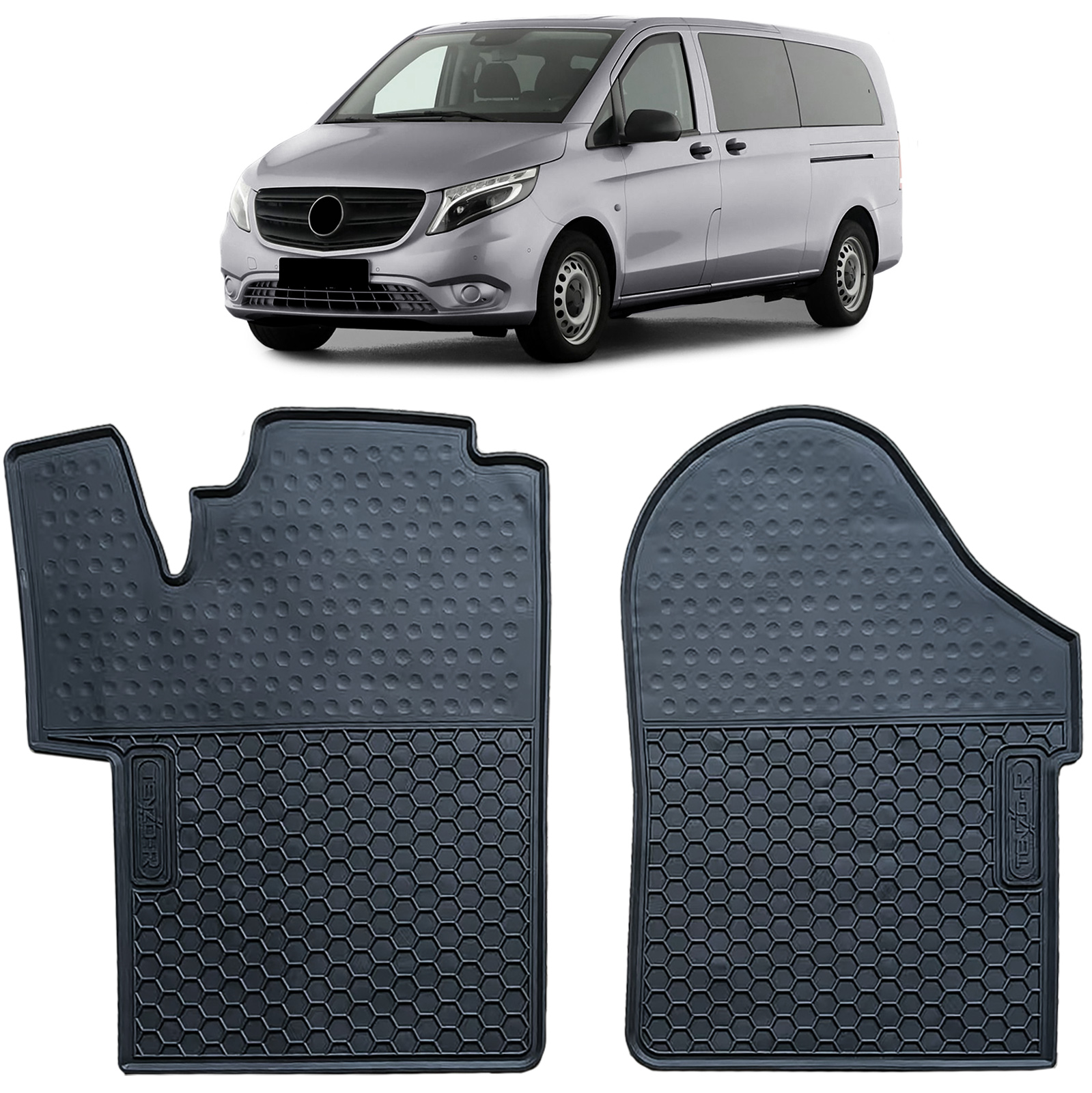 Premium Gummi Fußmatten Gummifußmatten VORN + HINTEN für Mercedes V-Klasse W447 ab 2014-