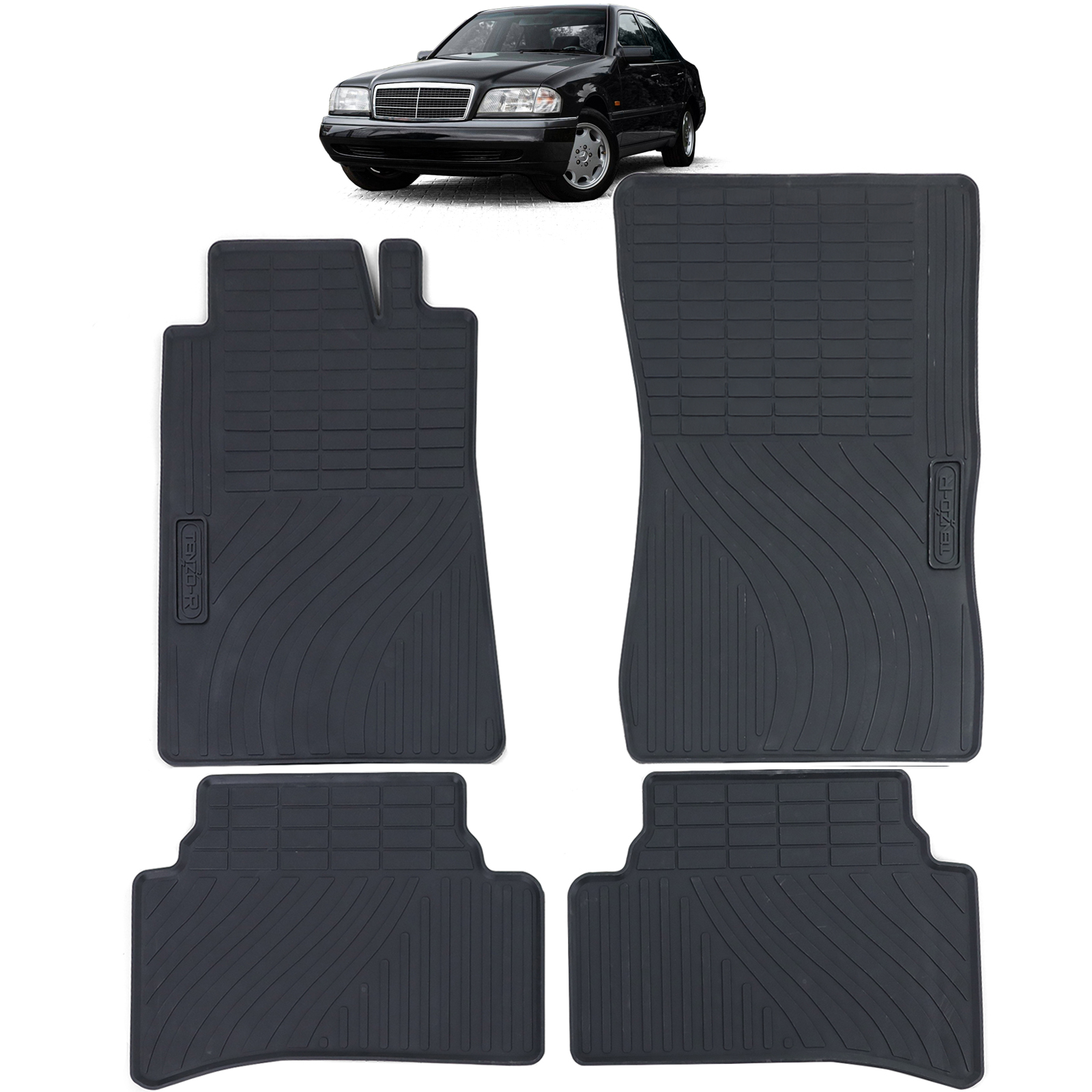 Premium Gummi Fußmatten Gummifußmatten VORN + HINTEN für Mercedes C-Klasse W202 S202 1993-2001