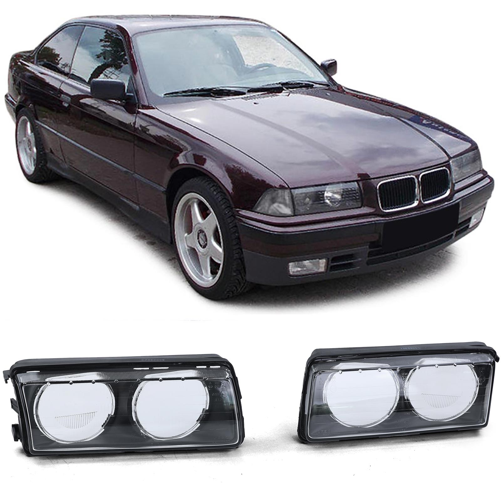 Scheinwerfer Glas Streuscheibe LINKS + RECHTS für BMW 3er E36 1994-2000