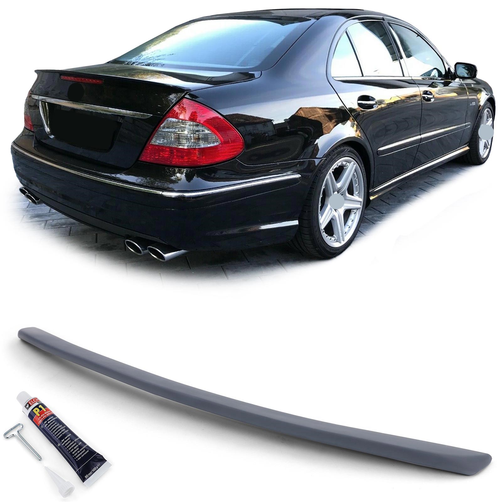 Heckspoiler Spoilerlippe + Kleber für Mercedes E Klasse W211 2002-2009