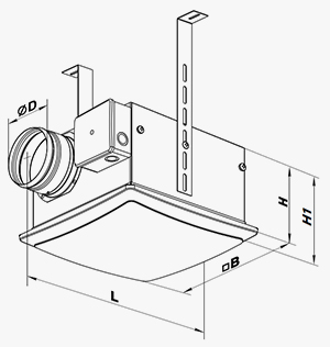 VP 125 K Q ceiling fan dimensions