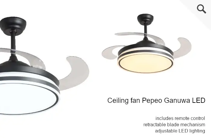     Retractable ceiling fan Ganuwa with LED and remote