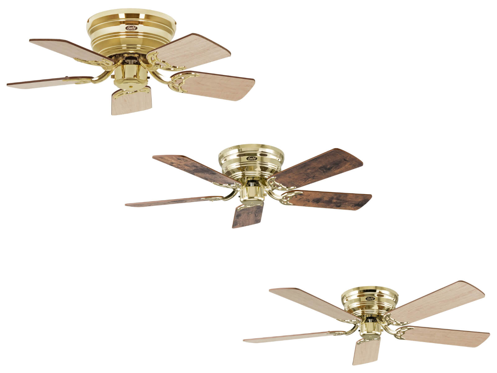 Flush mount Ceiling fan Classic Flat III Polished Brass Home