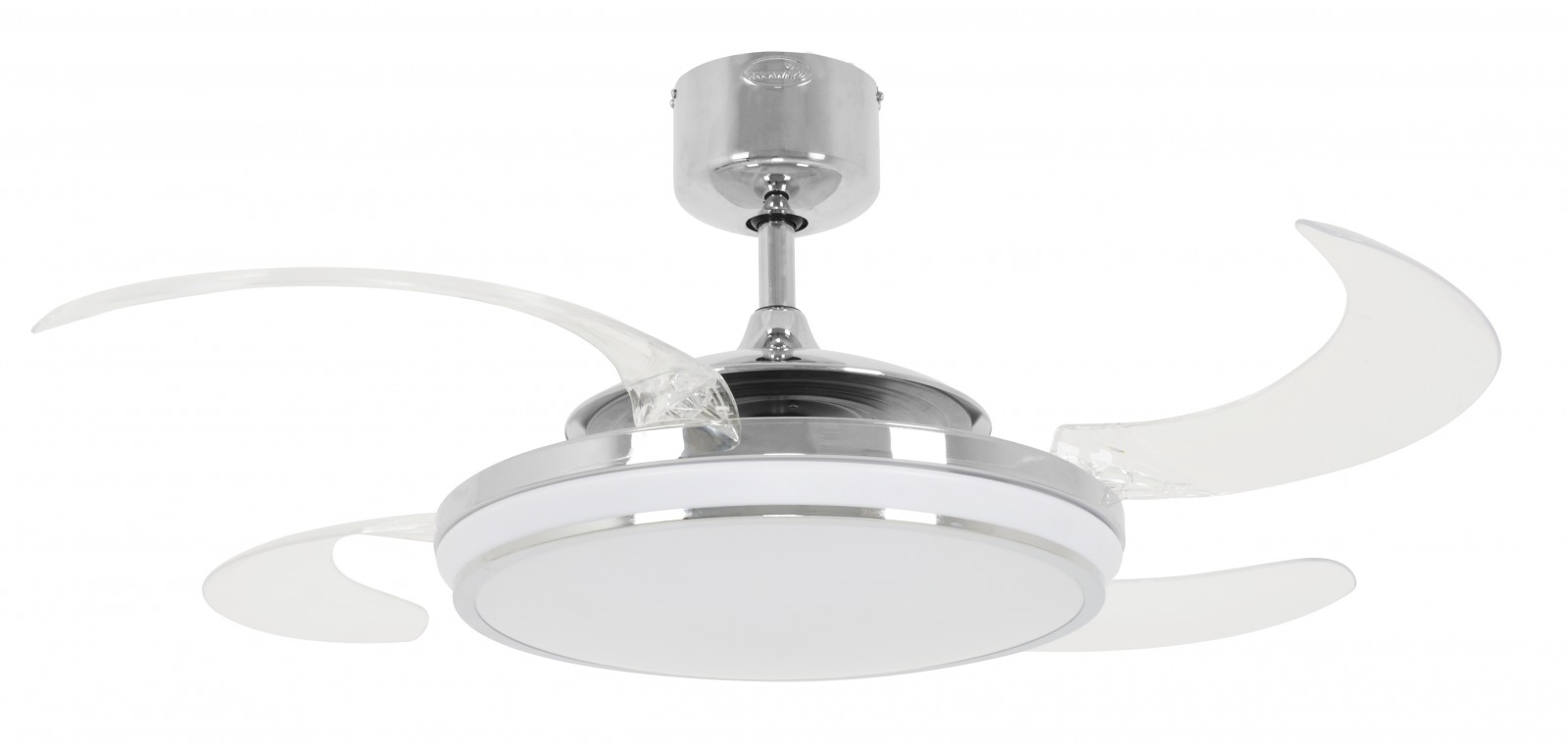 Dimmable Led Ceiling Fan Fanaway Evo1 Chrome With Retractable Blades 122 Cm 48