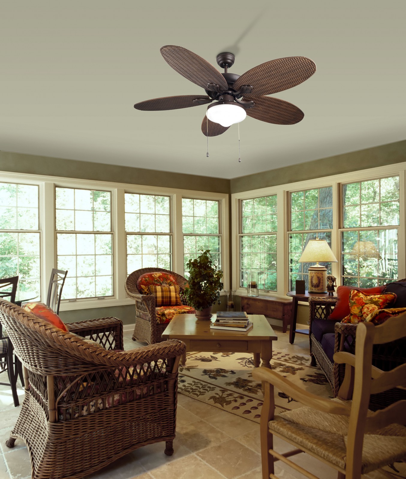 Ceiling Fan Phuket Brown 132cm 52 With Light Ceiling Fans For
