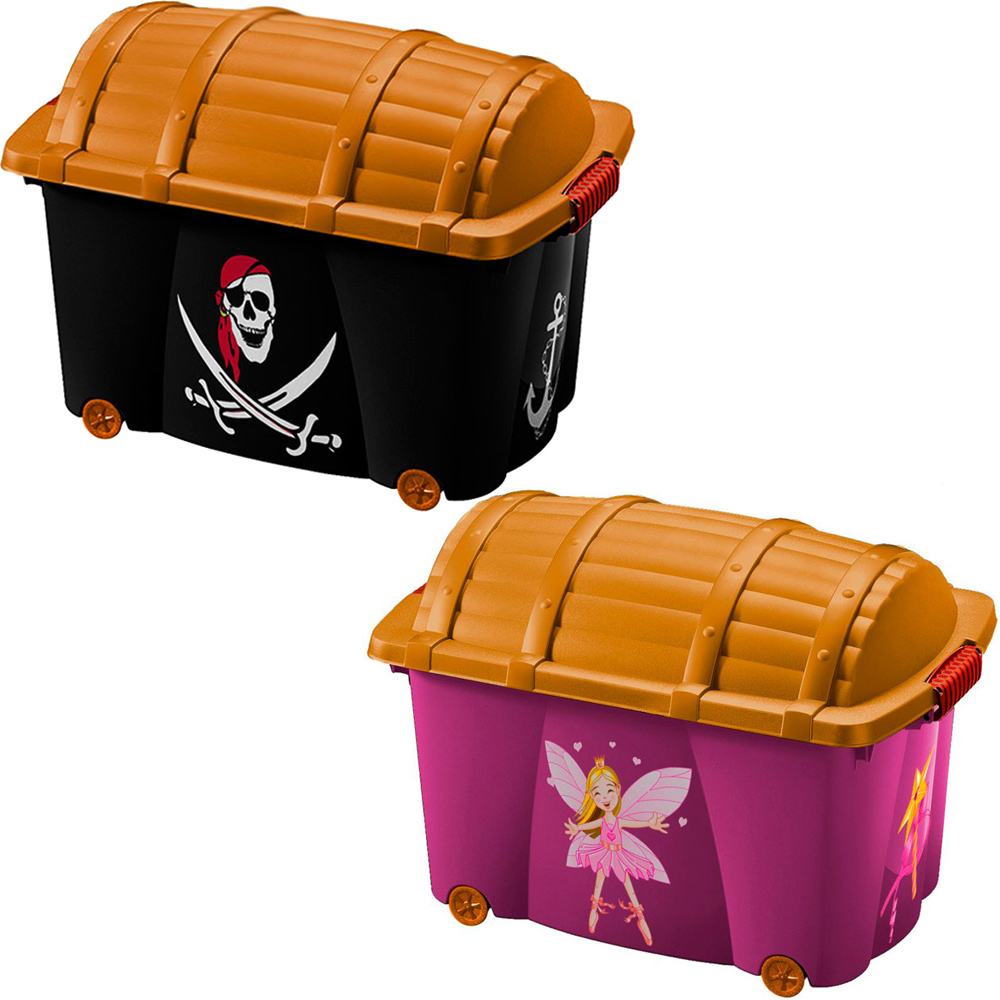Caja para juguetes con ruedas capacidad de 50L con tapa motivo pirata