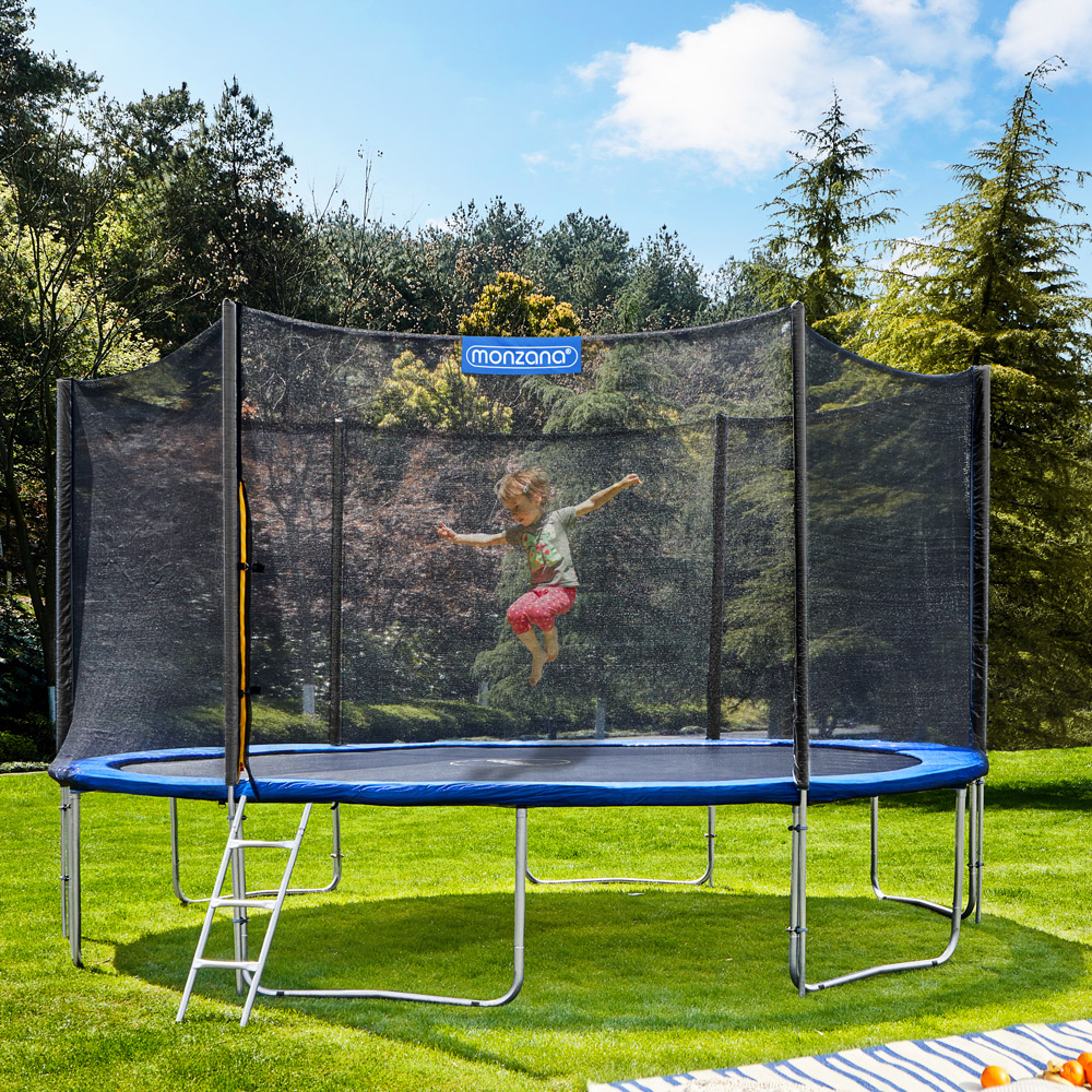 Baunsal Trampolin Ø 183–487 Cm – Gartentrampolin Mit Sicherheitsnetz, Leiter & Gepolstertem Rand – Für Kinder & Familie – UV-beständig, Bis 100 Kg – Inkl. Montagewerkzeug