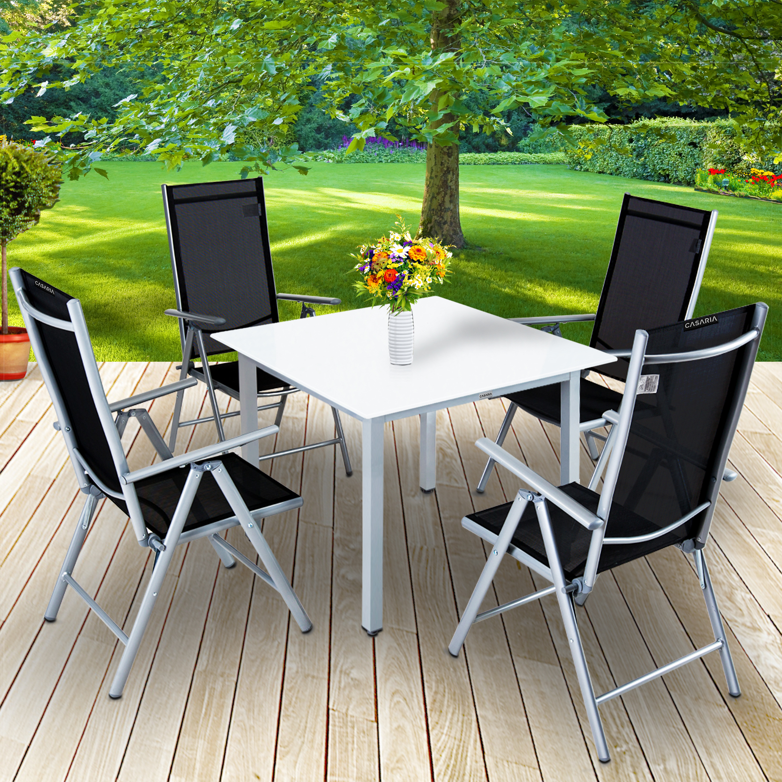 Set de 1 Mesa y 4 Sillas Reclinables de aluminio Plegables muebles de