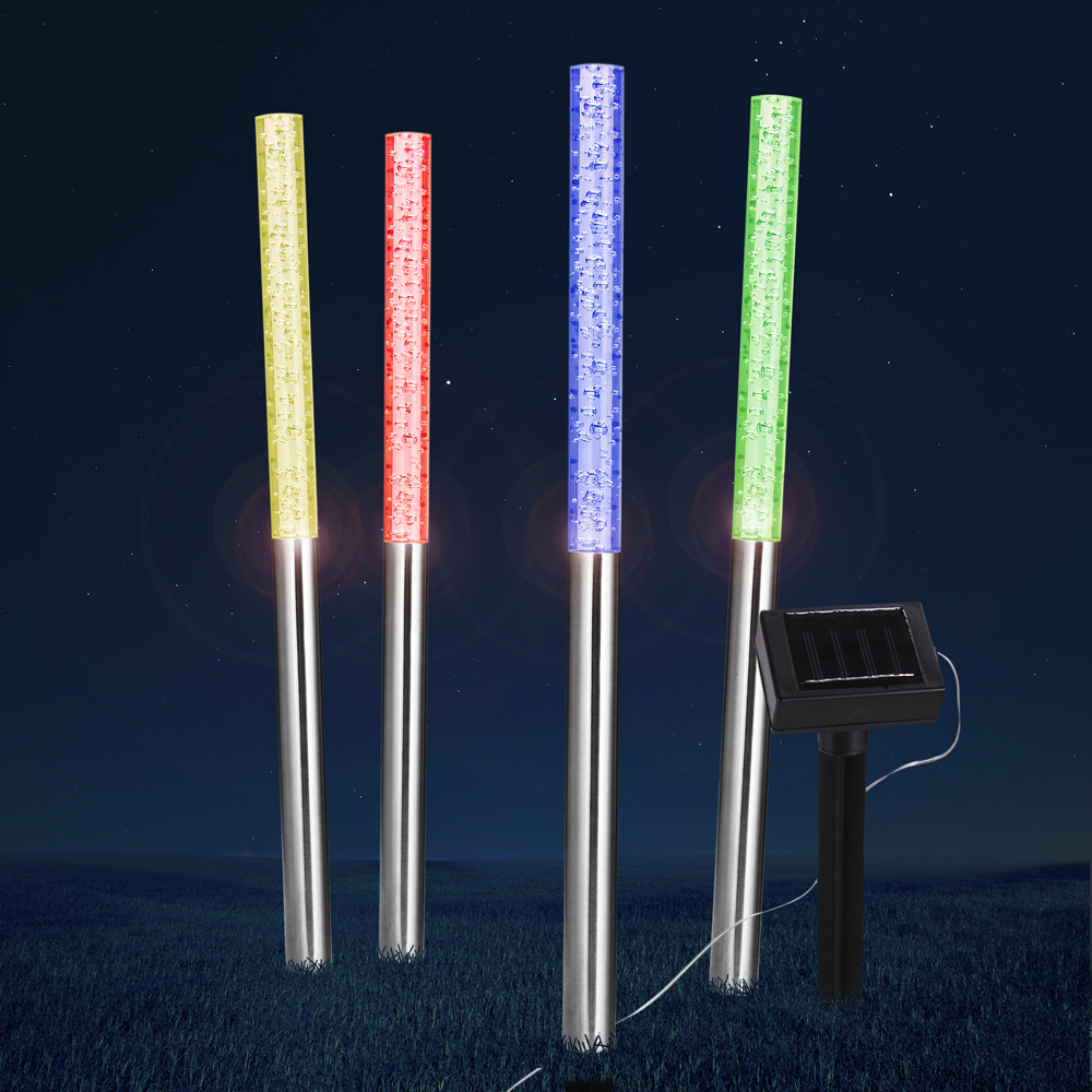 LED Solarlampe Gartenbeleuchtung 4x Außen Garten Terrasse bunt