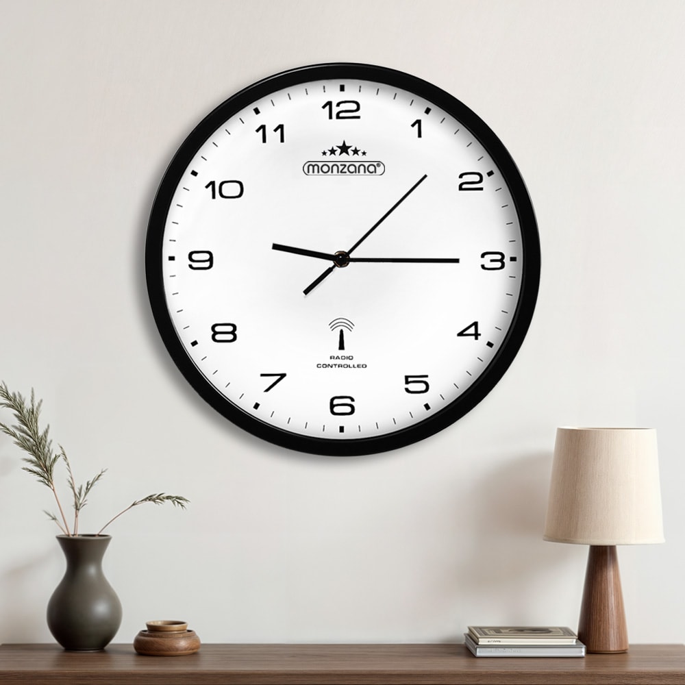 MONZANA® Wanduhr Fun Quarz Analog 31cm Auto Zeitumstellung