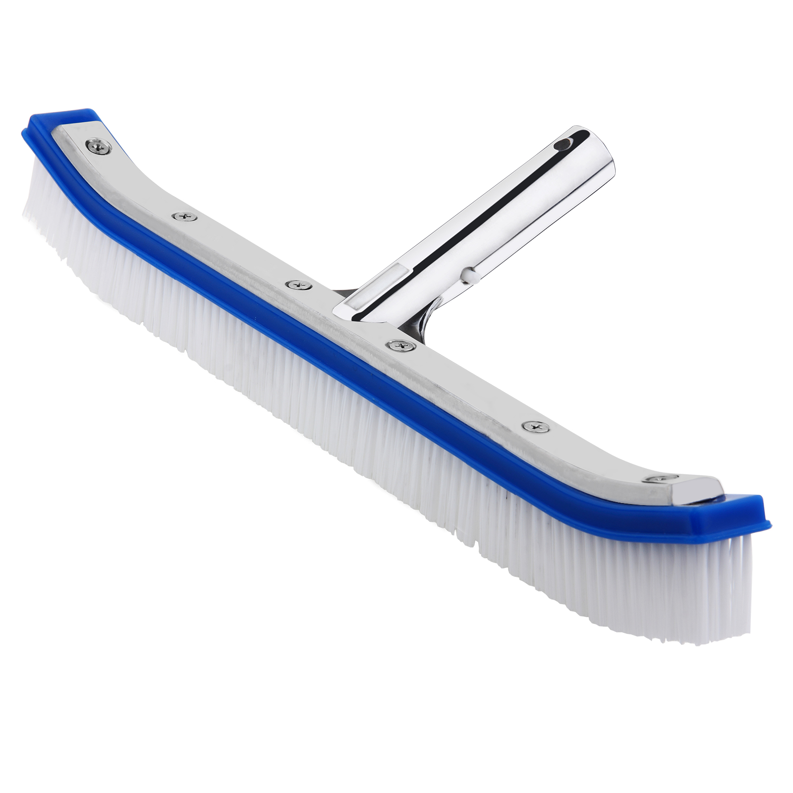 Swimming Pool Brush 46cm Floor Cleaning Aluminium Stick Bristles Curved