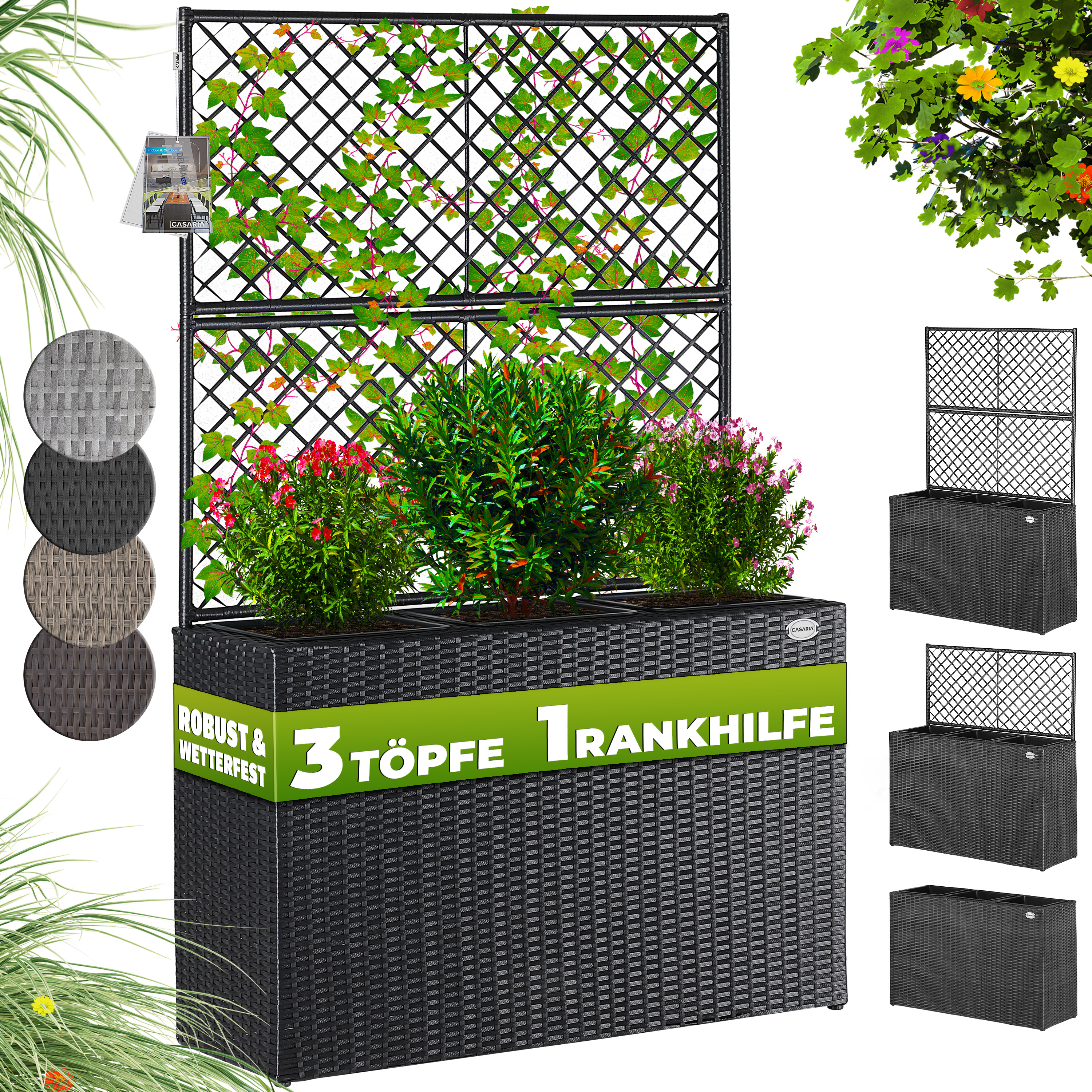 CASARIA Blumenkasten Blumentopf Rankhilfe Innentopf Pflanzkasten  Pflanzkbel | eBay.de
