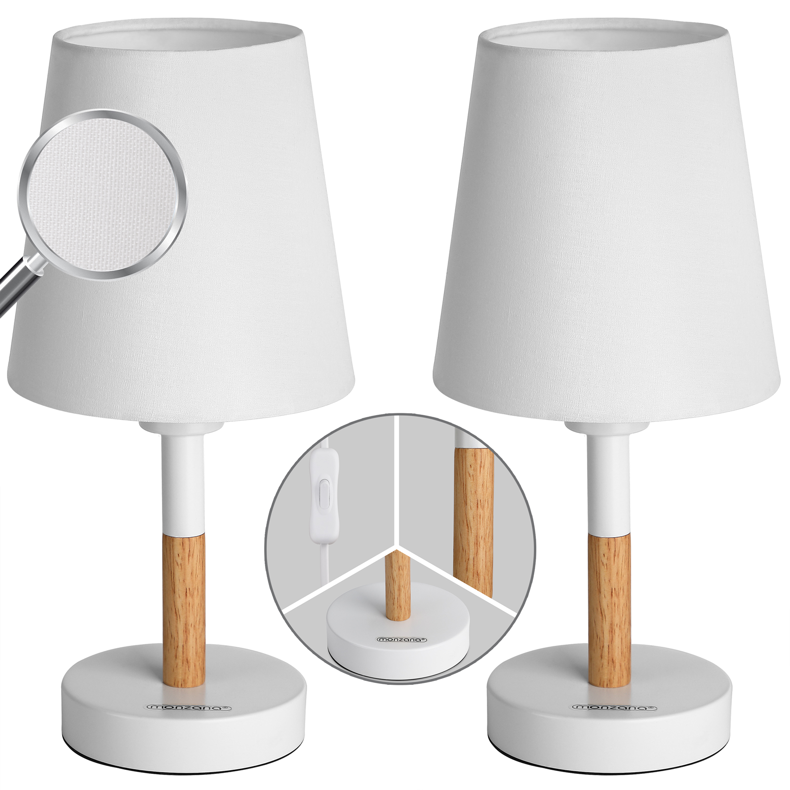 Monzana® Tischlampe 2er Set Nachttischlampe Design Tischleuchte