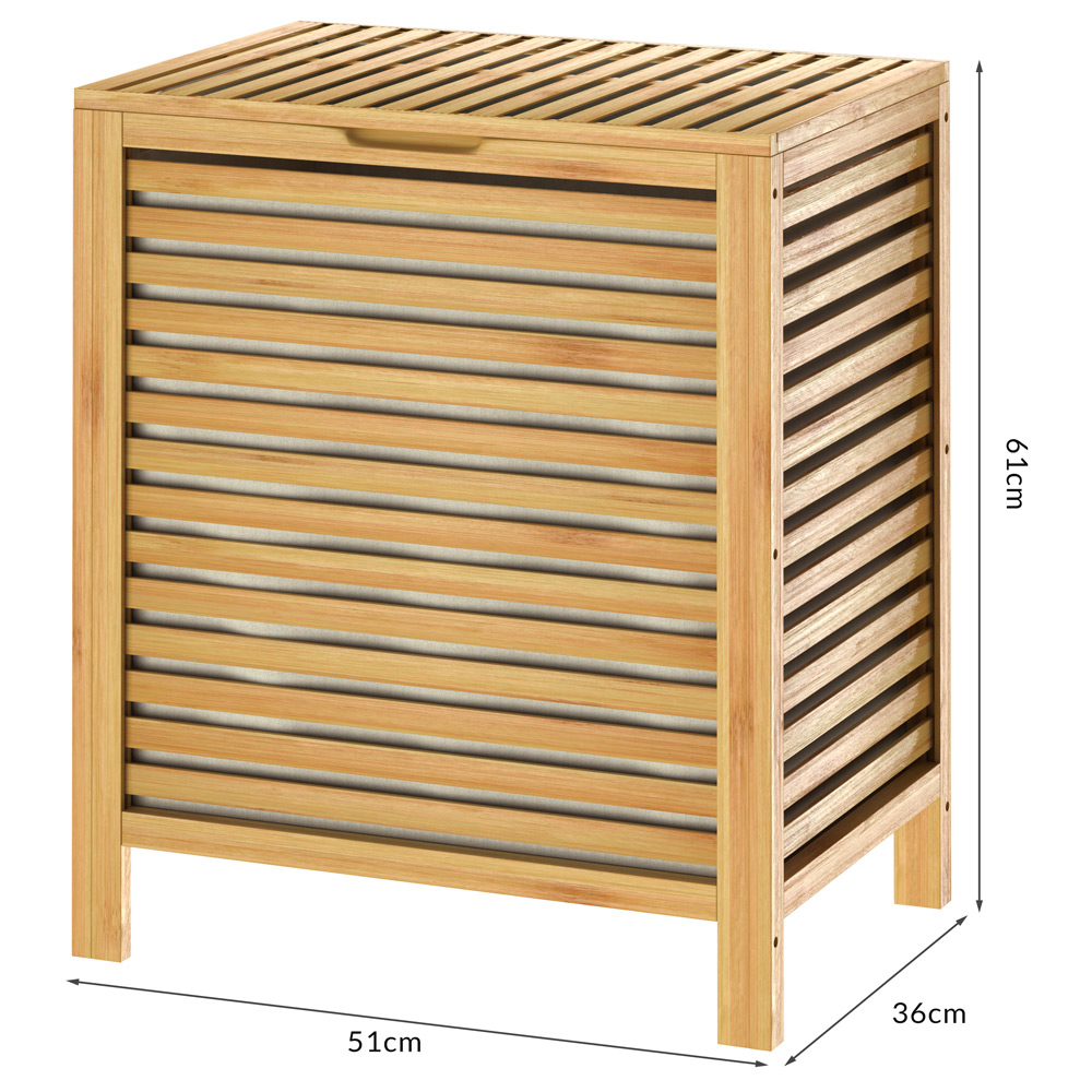 Wäschekorb Bambus Wäschesammler 62L Wäschebox 61 x 36 x 51cm Bad Holz