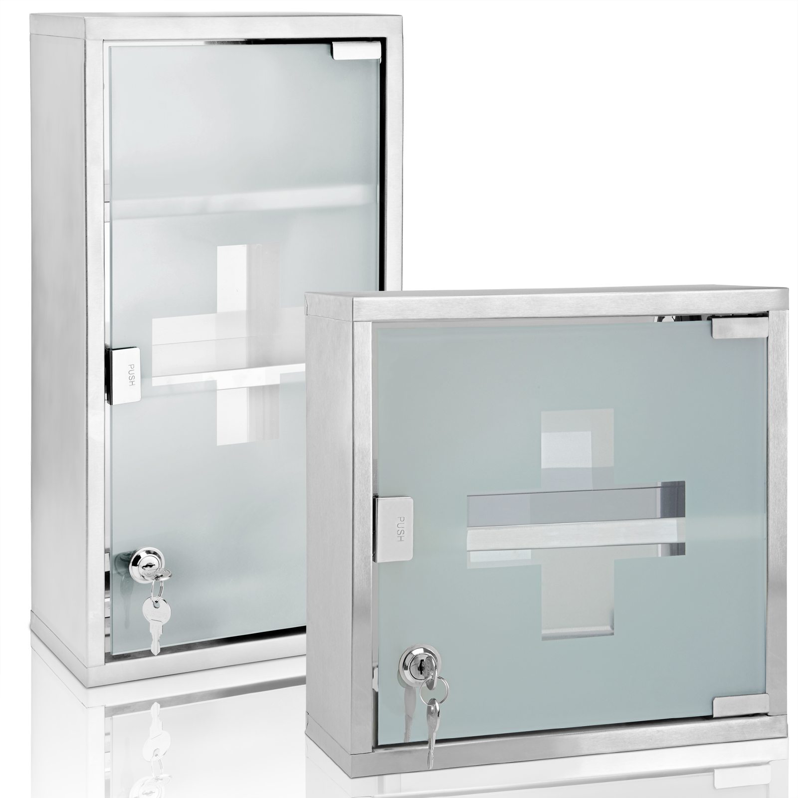 DEUBA Medizinschrank Edelstahl abschließbar Arzneischrank Hausapotheke