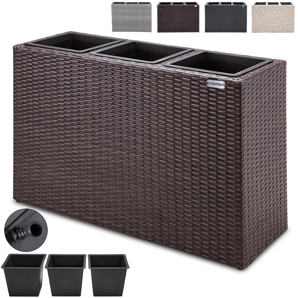 CASARIA Blumentopf Pflanzkübel Hochbeet Poly Rattan Optik 83x30,5x60