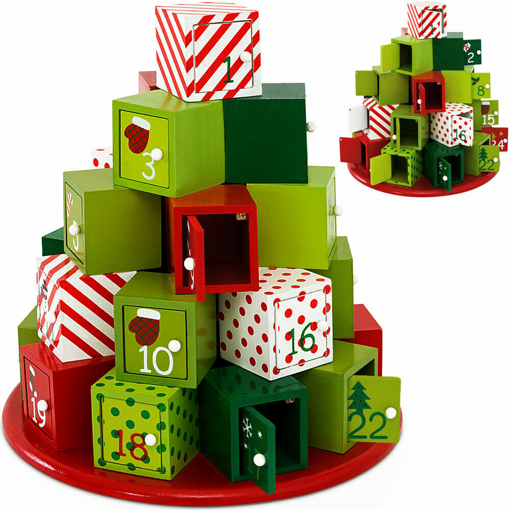Adventskalender Rund XMas zum Befüllen DIY Kalender Holz