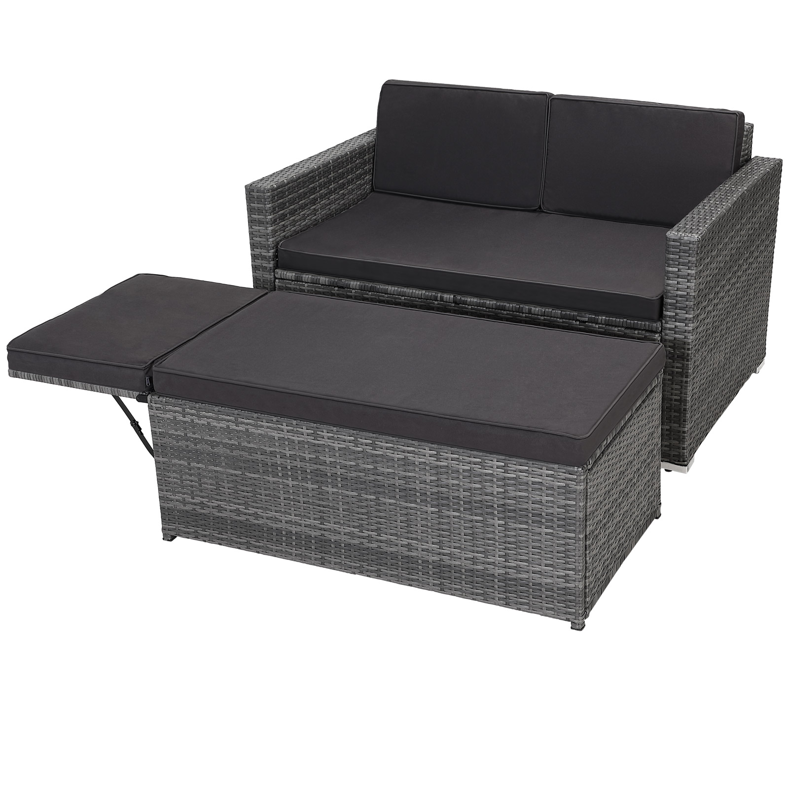 Polyrattan Lounge Gartenmöbel Set Gartensofa Sonnenliege inkl. Ottomane